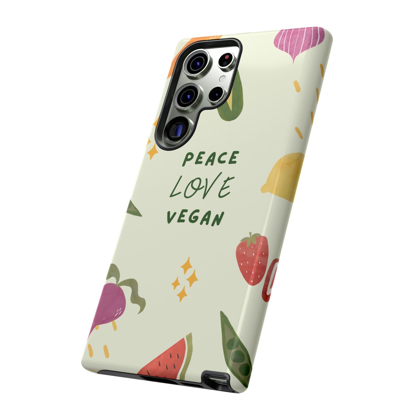 Peace Love Vegan Wallpaper Phone Case | iPhone 15 Plus/ Pro, 14, 13, 12| Google Pixel 7, Pro, 5| Samsung Galaxy S23 All Major Phone Models