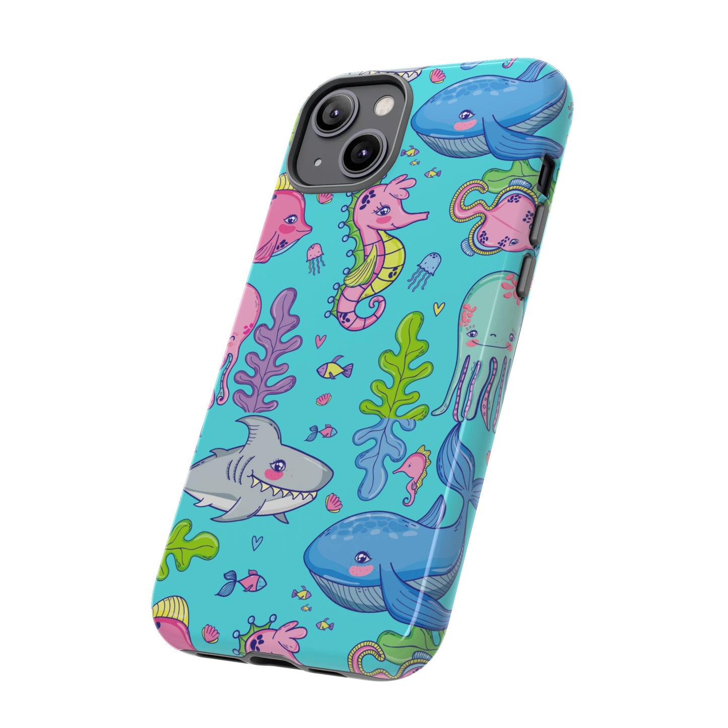 Cartoon Sea Creatures Wallpaper Phone Case | iPhone 15 Plus/ Pro, 14, 13, 12| Google Pixel 7, Pro, 5| Samsung Galaxy S23 All Major Phone Models