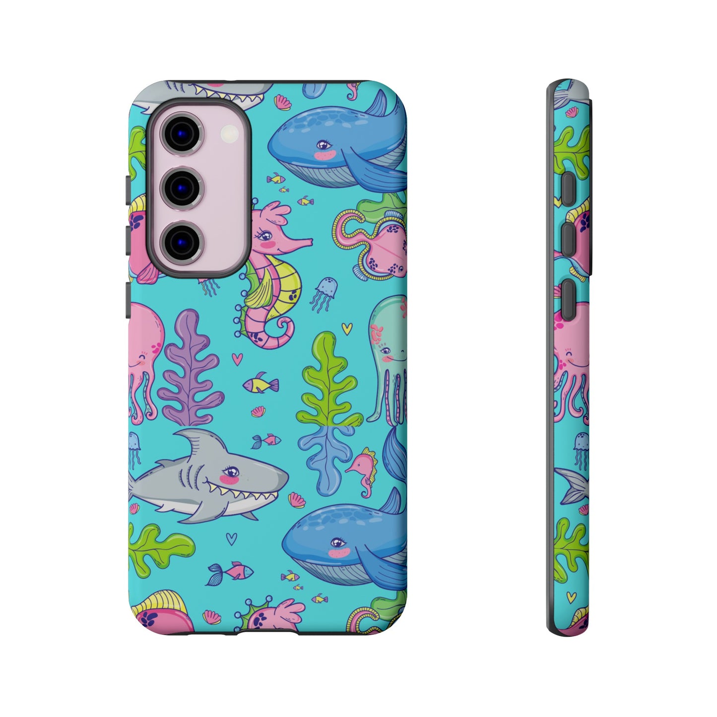 Cartoon Sea Creatures Wallpaper Phone Case | iPhone 15 Plus/ Pro, 14, 13, 12| Google Pixel 7, Pro, 5| Samsung Galaxy S23 All Major Phone Models