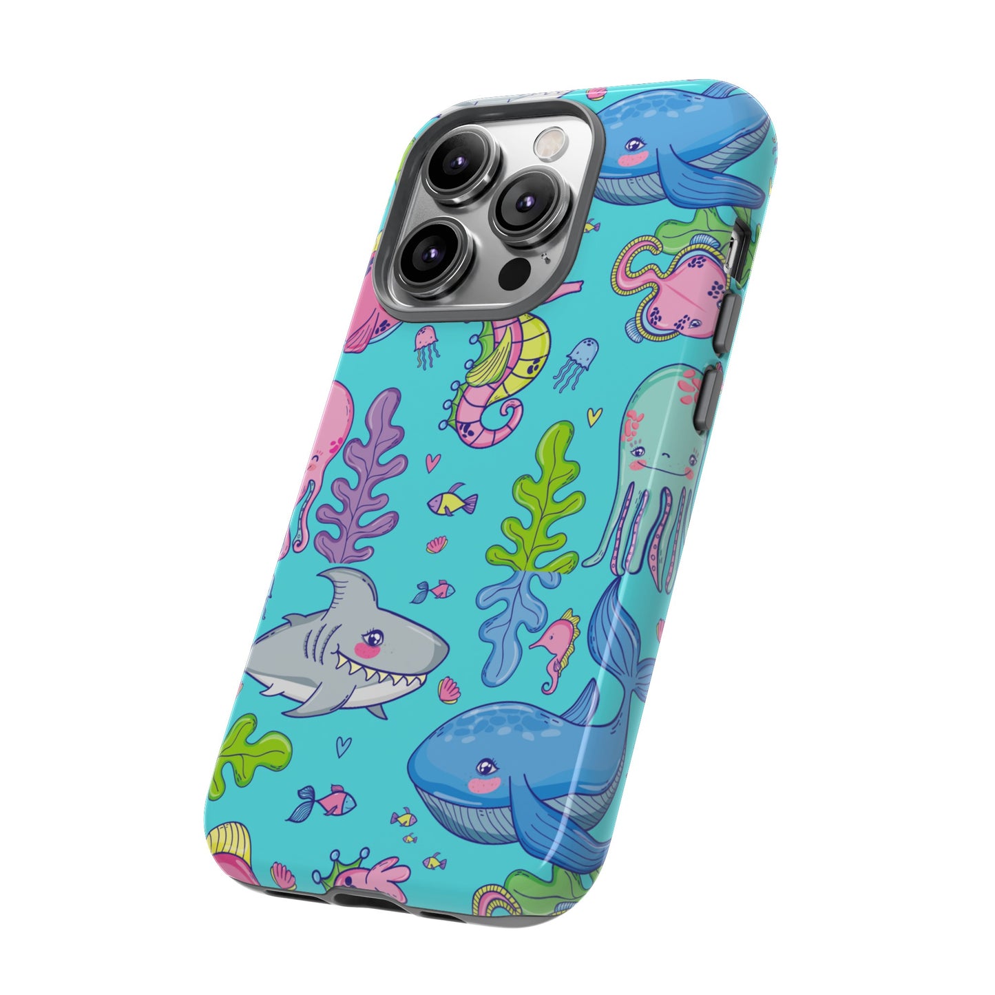 Cartoon Sea Creatures Wallpaper Phone Case | iPhone 15 Plus/ Pro, 14, 13, 12| Google Pixel 7, Pro, 5| Samsung Galaxy S23 All Major Phone Models