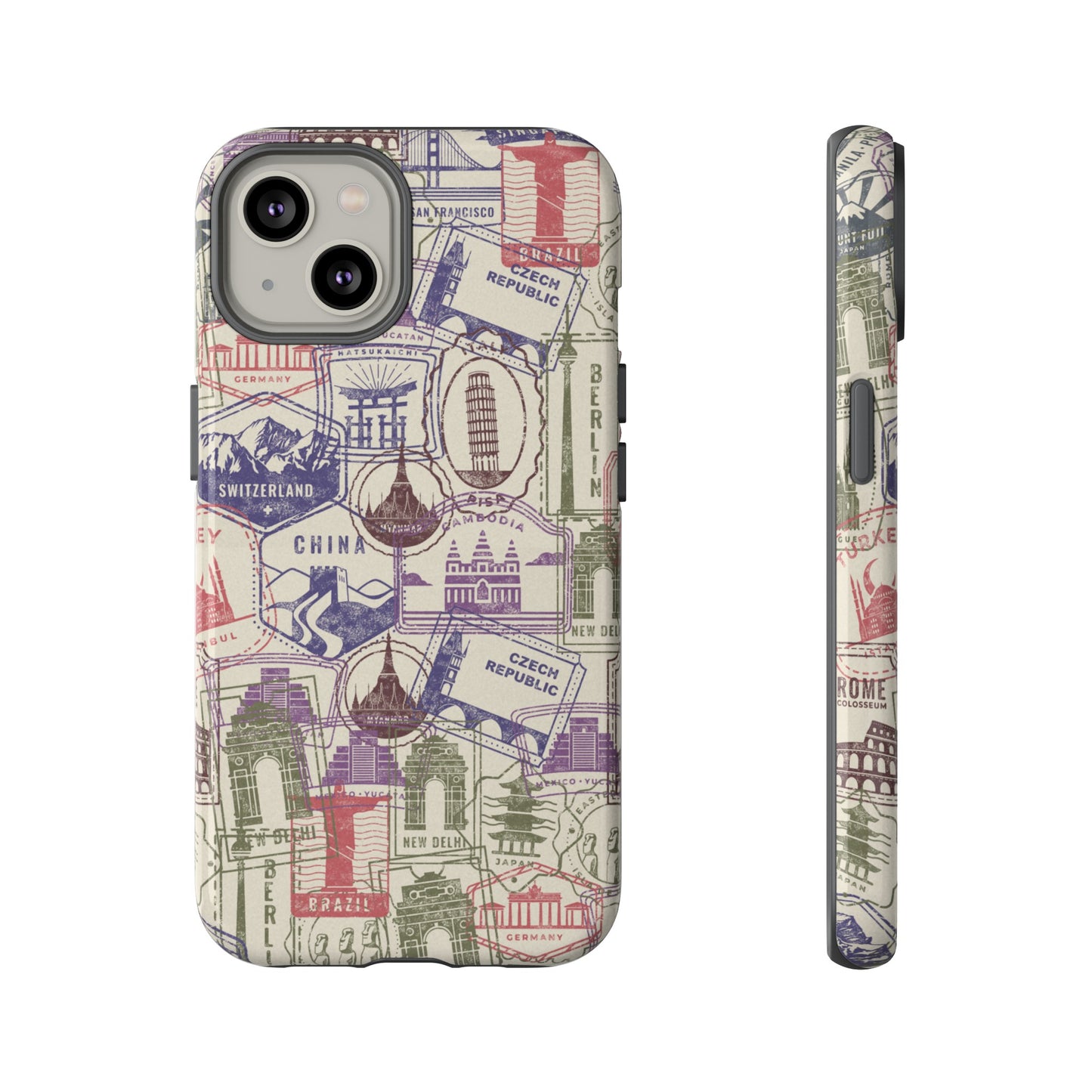 Travel Stamp Wallpaper Phone Case | iPhone 15 Plus/ Pro, 14, 13, 12| Google Pixel 7, Pro, 5| Samsung Galaxy S23 All Major Phone Models