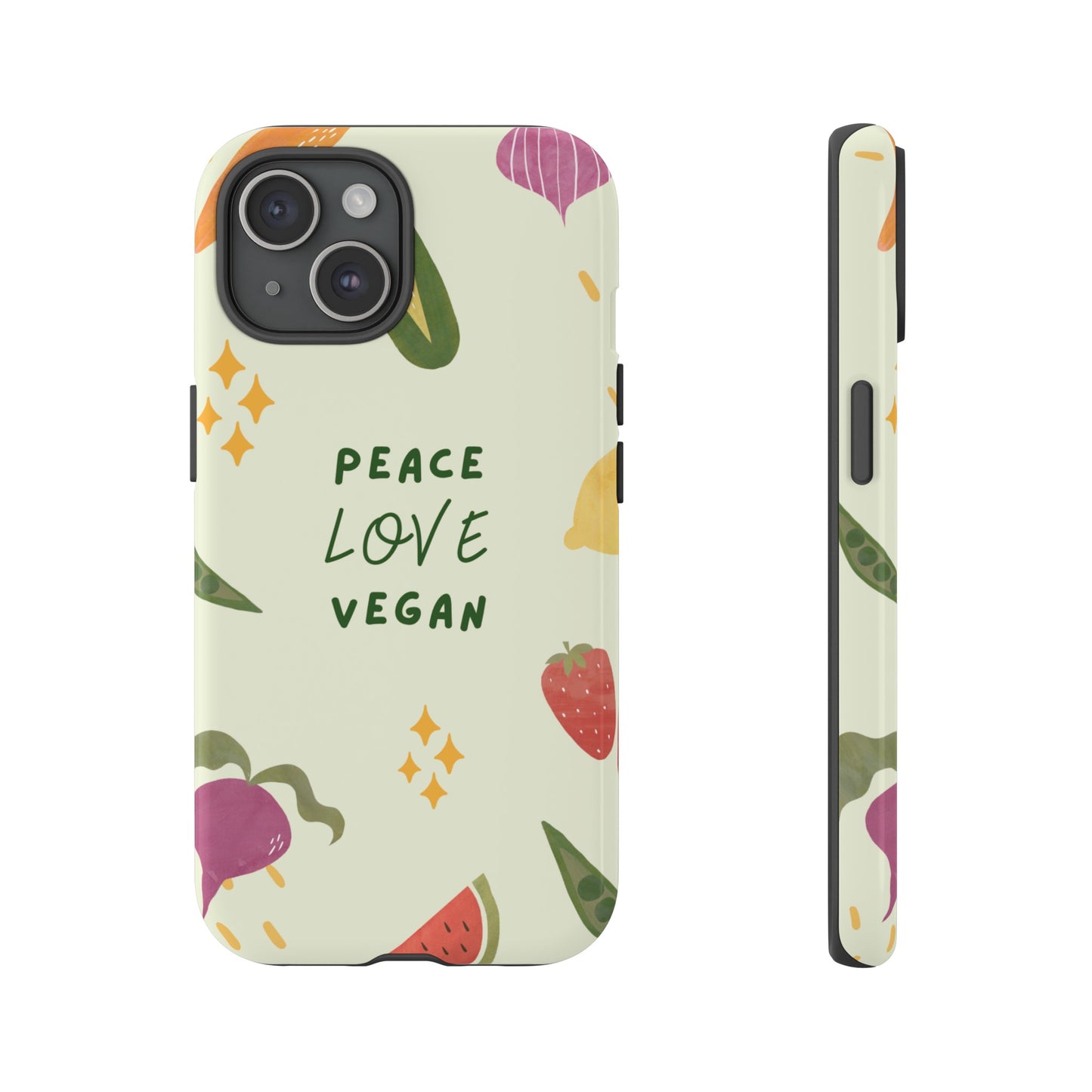 Peace Love Vegan Wallpaper Phone Case | iPhone 15 Plus/ Pro, 14, 13, 12| Google Pixel 7, Pro, 5| Samsung Galaxy S23 All Major Phone Models