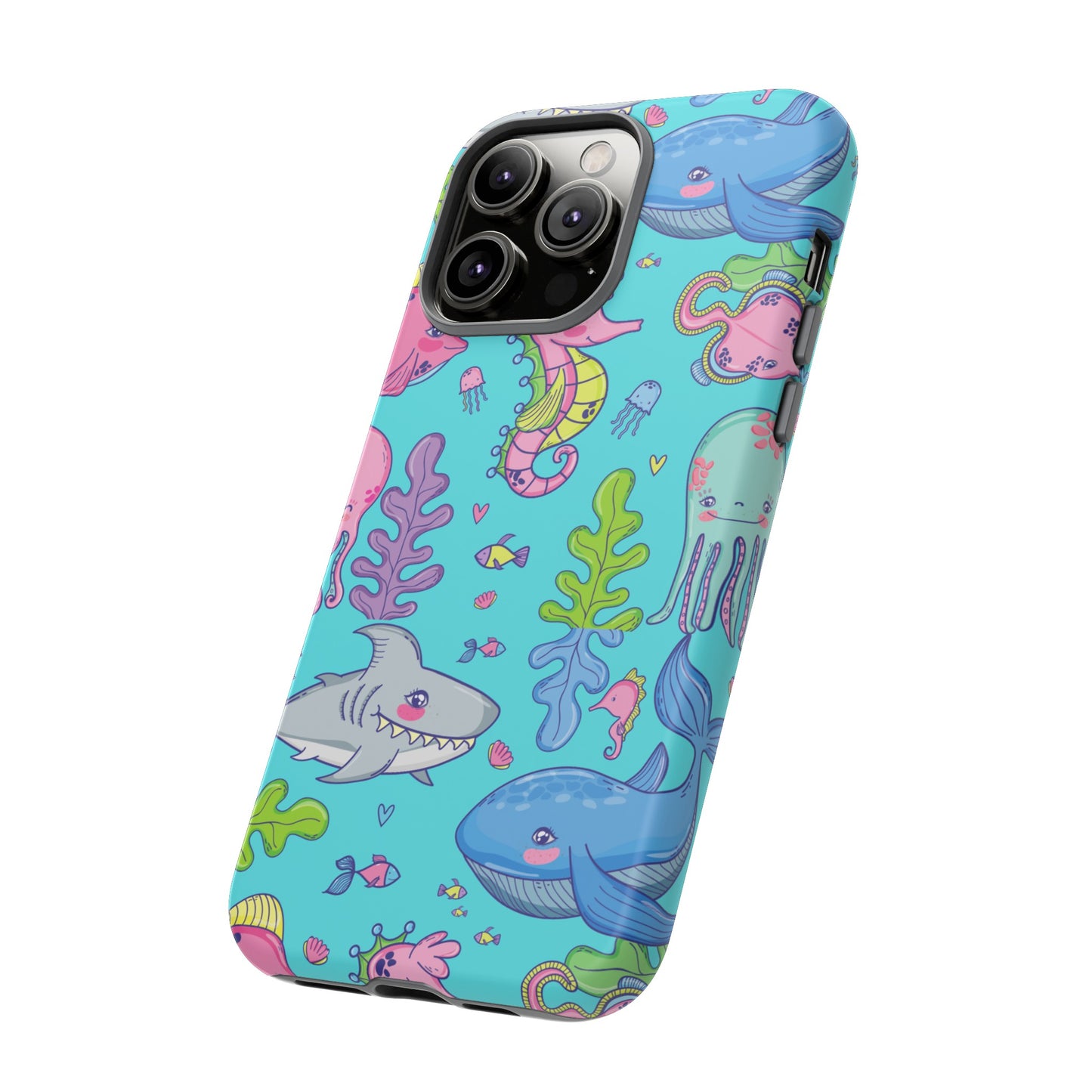 Cartoon Sea Creatures Wallpaper Phone Case | iPhone 15 Plus/ Pro, 14, 13, 12| Google Pixel 7, Pro, 5| Samsung Galaxy S23 All Major Phone Models