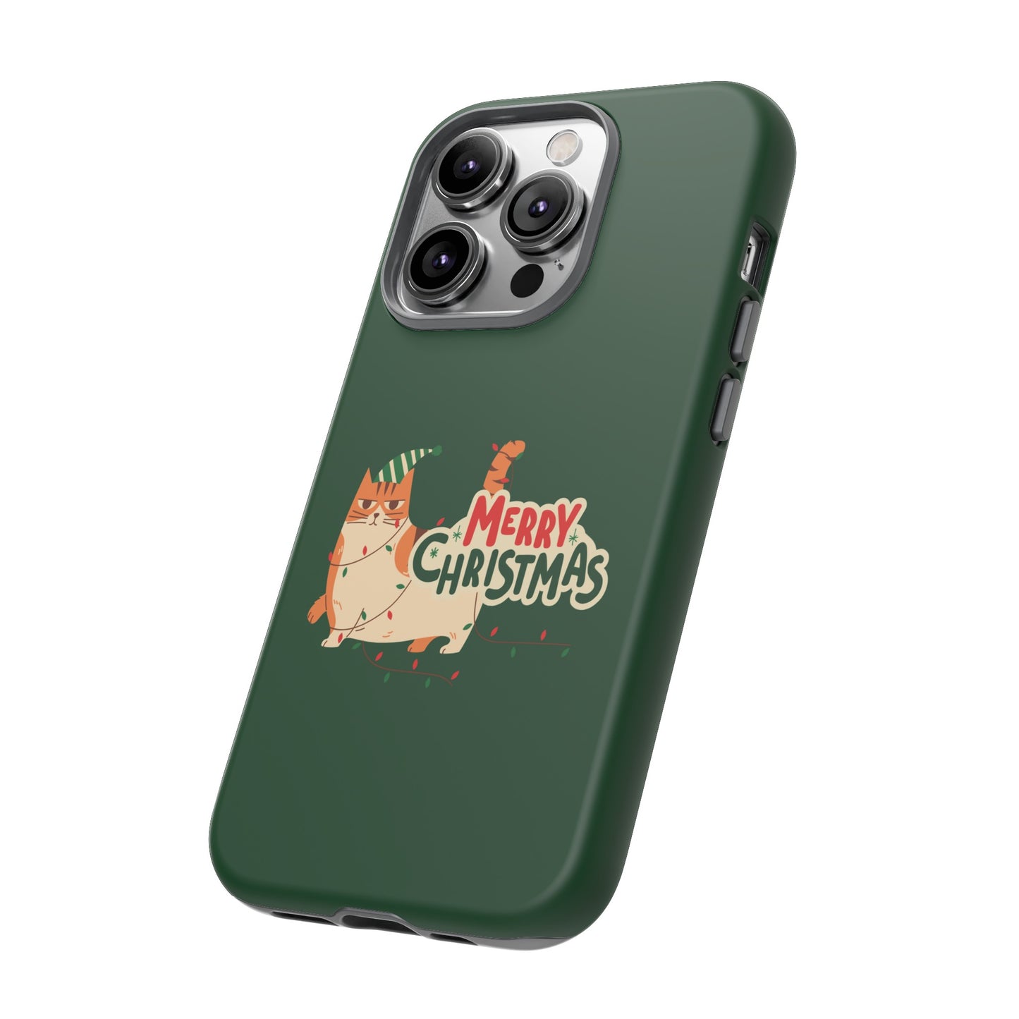 Cat Merry Christmas Phone Case | iPhone 15 Plus/ Pro, 14, 13, 12| Google Pixel 7, Pro, 5| Samsung Galaxy S23 All Major Phone Models