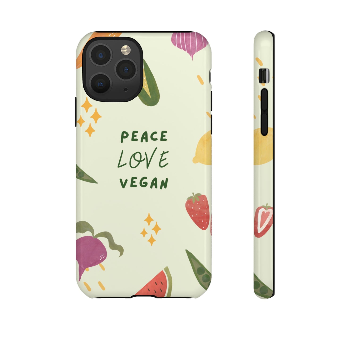 Peace Love Vegan Wallpaper Phone Case | iPhone 15 Plus/ Pro, 14, 13, 12| Google Pixel 7, Pro, 5| Samsung Galaxy S23 All Major Phone Models