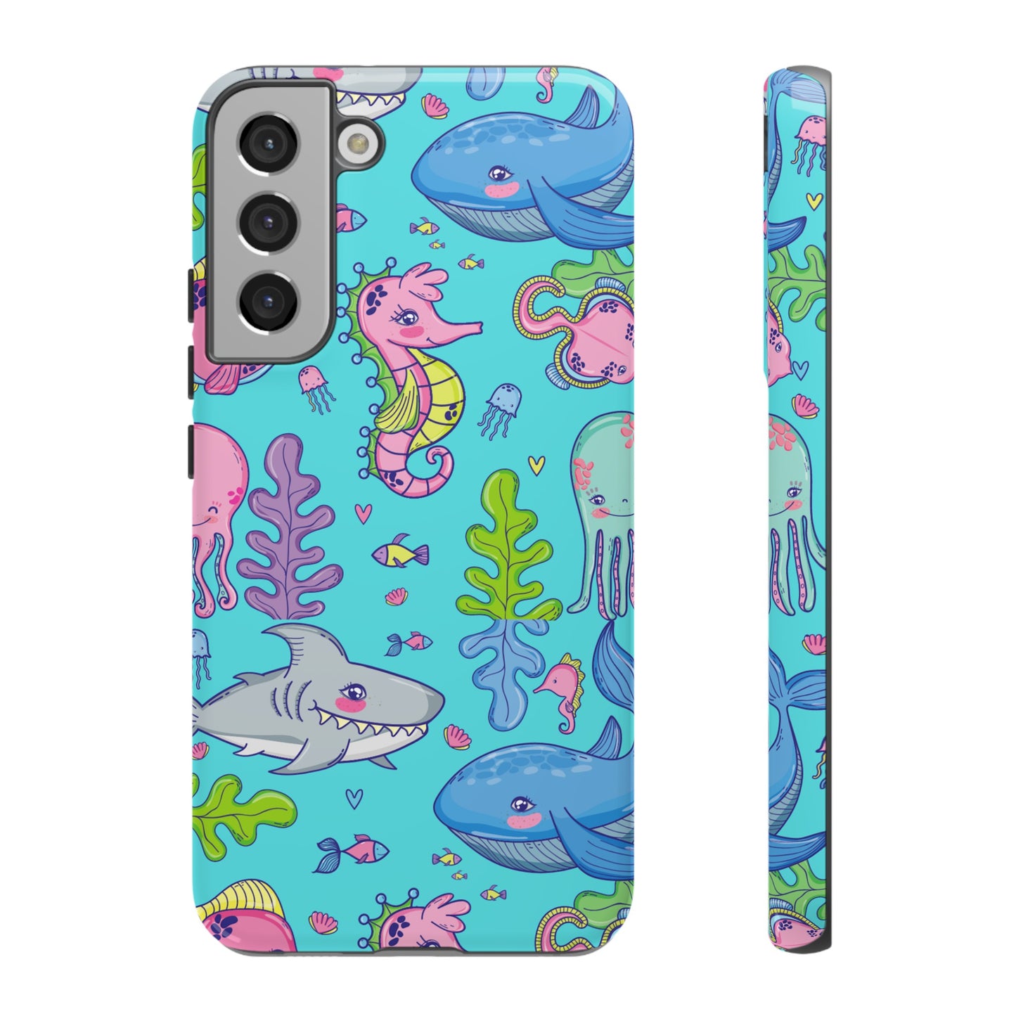 Cartoon Sea Creatures Wallpaper Phone Case | iPhone 15 Plus/ Pro, 14, 13, 12| Google Pixel 7, Pro, 5| Samsung Galaxy S23 All Major Phone Models