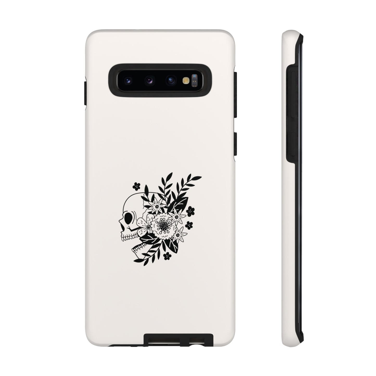 Skull with Flowers Wallpaper Phone Case | iPhone 15 Plus/ Pro, 14, 13, 12| Google Pixel 7, Pro, 5| Samsung Galaxy S23 All Major Phone Models