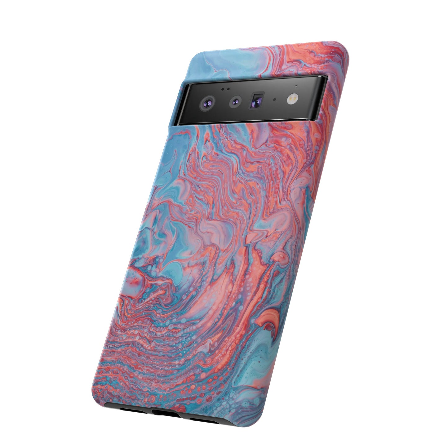 Coral Pink & Blue Abstract Paint Phone Case|iPhone 15 Plus/ Pro, 14, 13, 12|Google Pixel 7, Pro, 5|Samsung Galaxy S23 All Major Phone Models