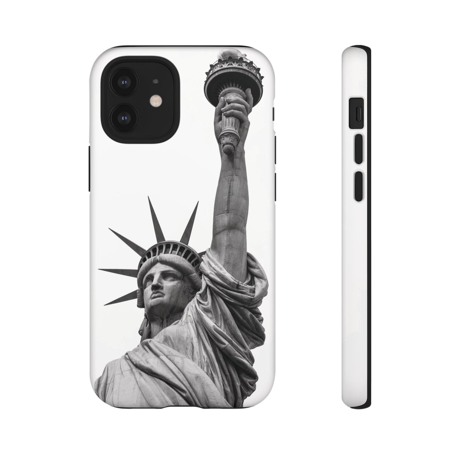 Black & White Statue of Liberty Wallpaper Phone Case | iPhone 15 Plus/ Pro, 14, 13, 12| Google Pixel 7, Pro, 5| Samsung Galaxy S23 All Major Phone Models