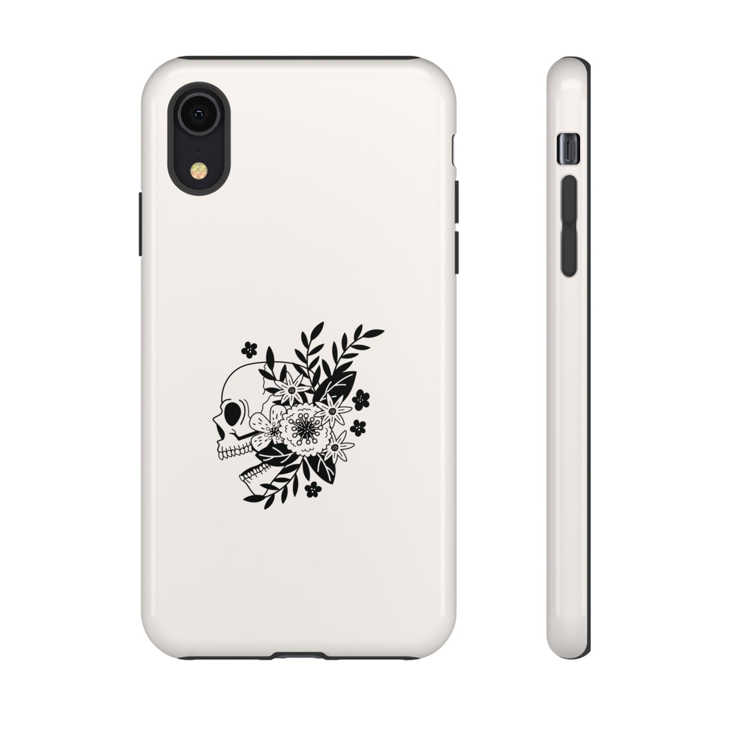 Skull with Flowers Wallpaper Phone Case | iPhone 15 Plus/ Pro, 14, 13, 12| Google Pixel 7, Pro, 5| Samsung Galaxy S23 All Major Phone Models