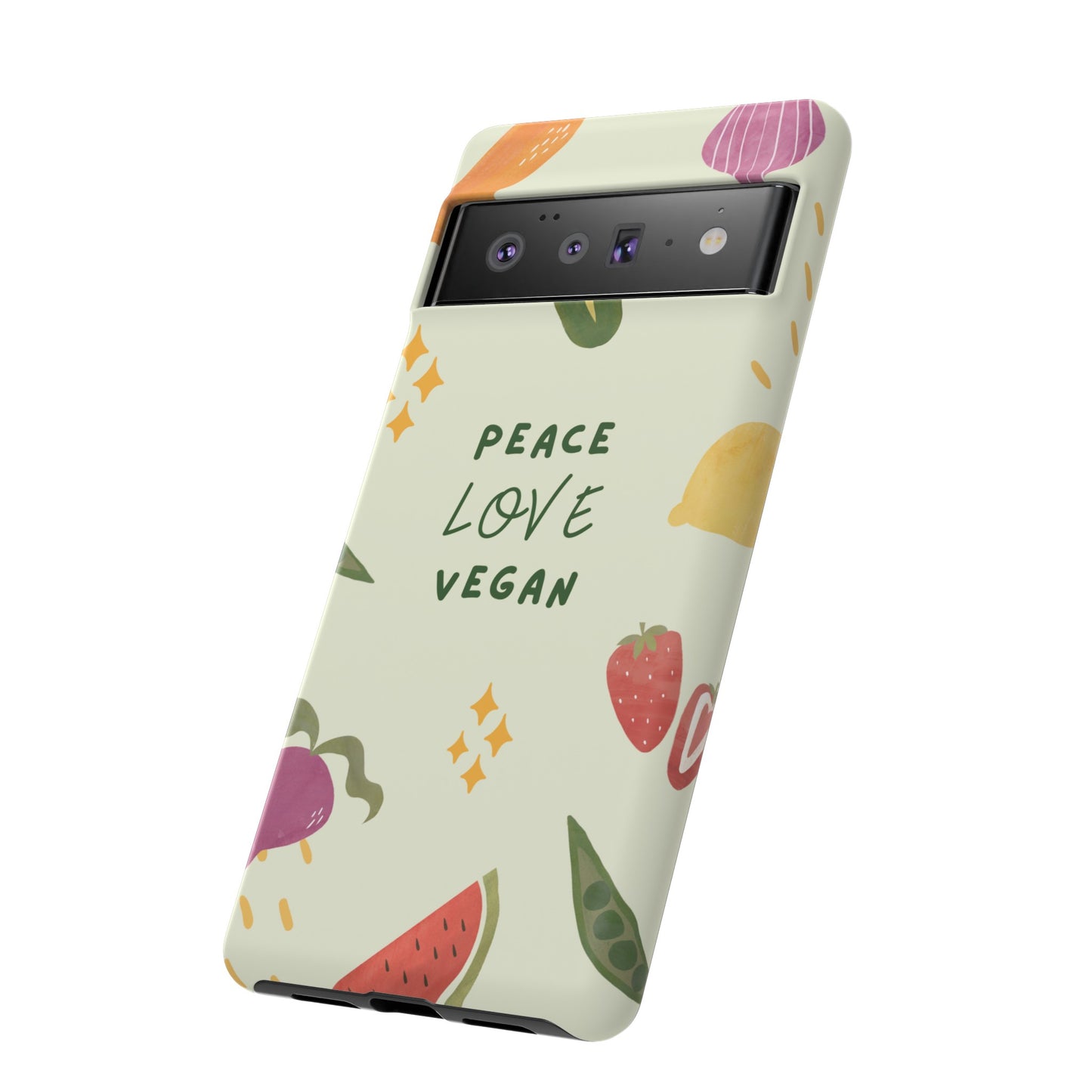 Peace Love Vegan Wallpaper Phone Case | iPhone 15 Plus/ Pro, 14, 13, 12| Google Pixel 7, Pro, 5| Samsung Galaxy S23 All Major Phone Models