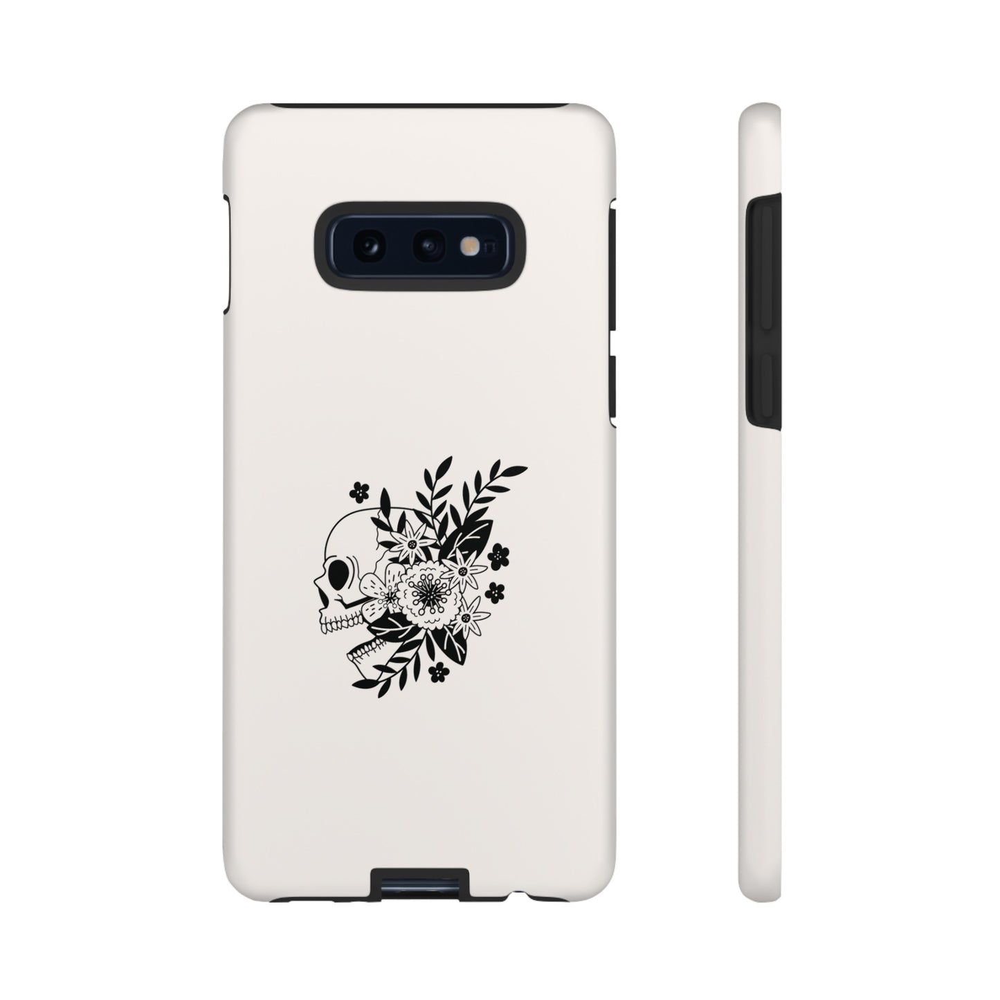 Skull with Flowers Wallpaper Phone Case | iPhone 15 Plus/ Pro, 14, 13, 12| Google Pixel 7, Pro, 5| Samsung Galaxy S23 All Major Phone Models