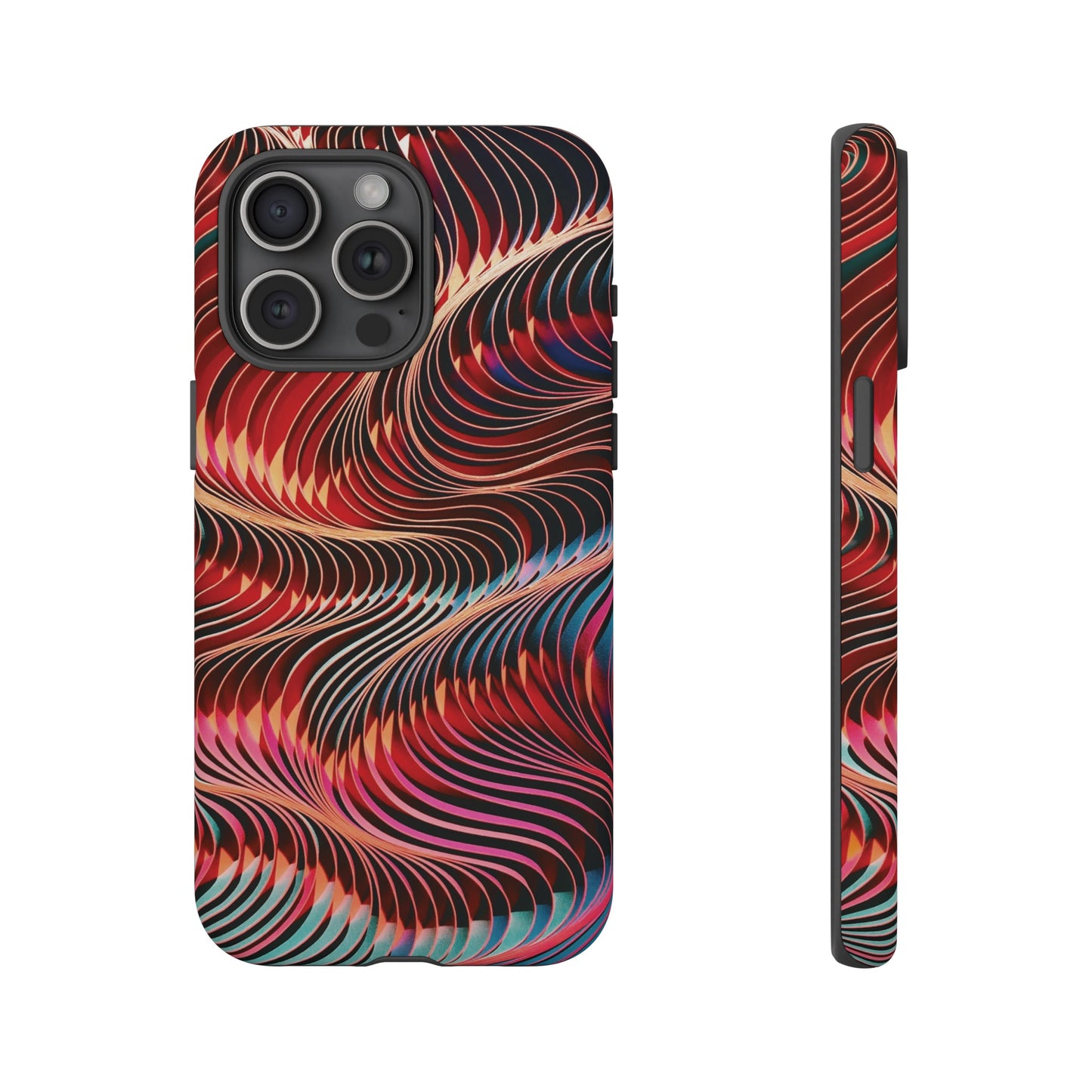 Wavy Crimson Abstract Wallpaper Phone Case|iPhone 15 Plus/ Pro, 14, 13, 12|Google Pixel 7, Pro, 5| Samsung Galaxy S23 All Major Phone Models