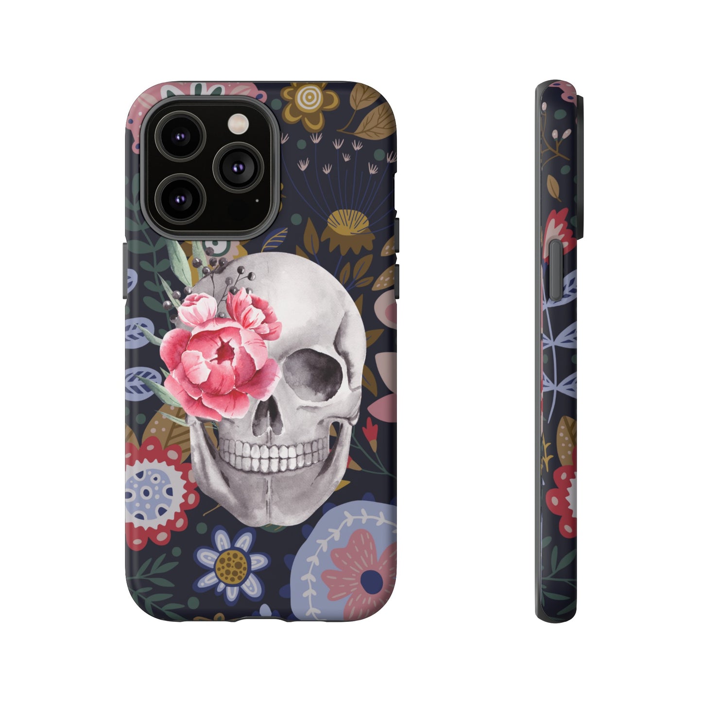 Floral Skull Wallpaper Phone Case | iPhone 15 Plus/ Pro, 14, 13, 12| Google Pixel 7, Pro, 5| Samsung Galaxy S23 All Major Phone Models