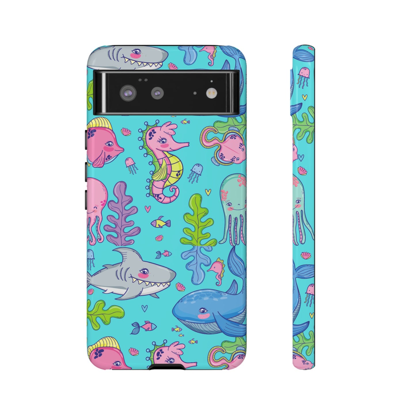 Cartoon Sea Creatures Wallpaper Phone Case | iPhone 15 Plus/ Pro, 14, 13, 12| Google Pixel 7, Pro, 5| Samsung Galaxy S23 All Major Phone Models