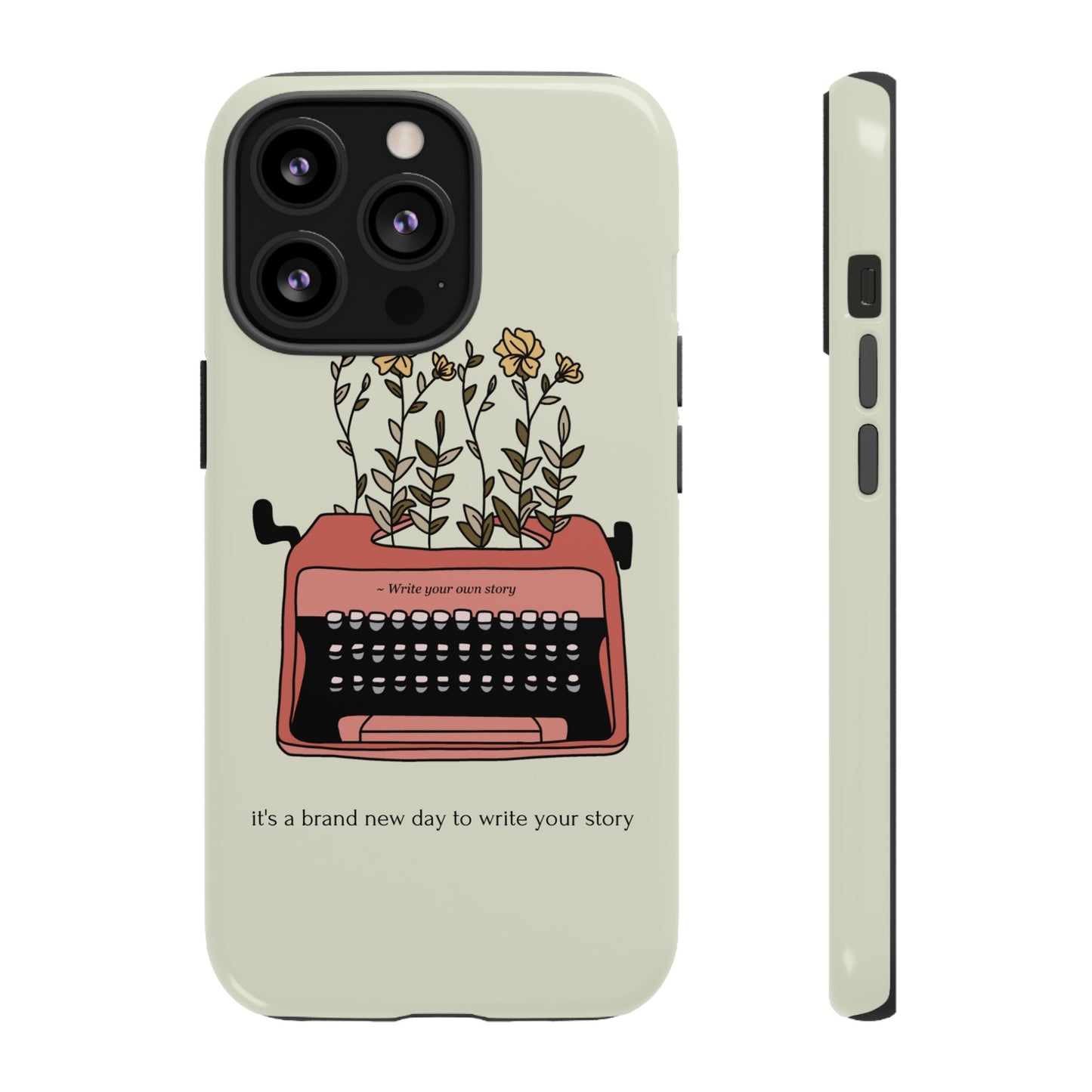 Flower Typewriter Phone Case | iPhone 15 Plus/ Pro, 14, 13, 12| Google Pixel 7, Pro, 5| Samsung Galaxy S23 All Major Phone Models