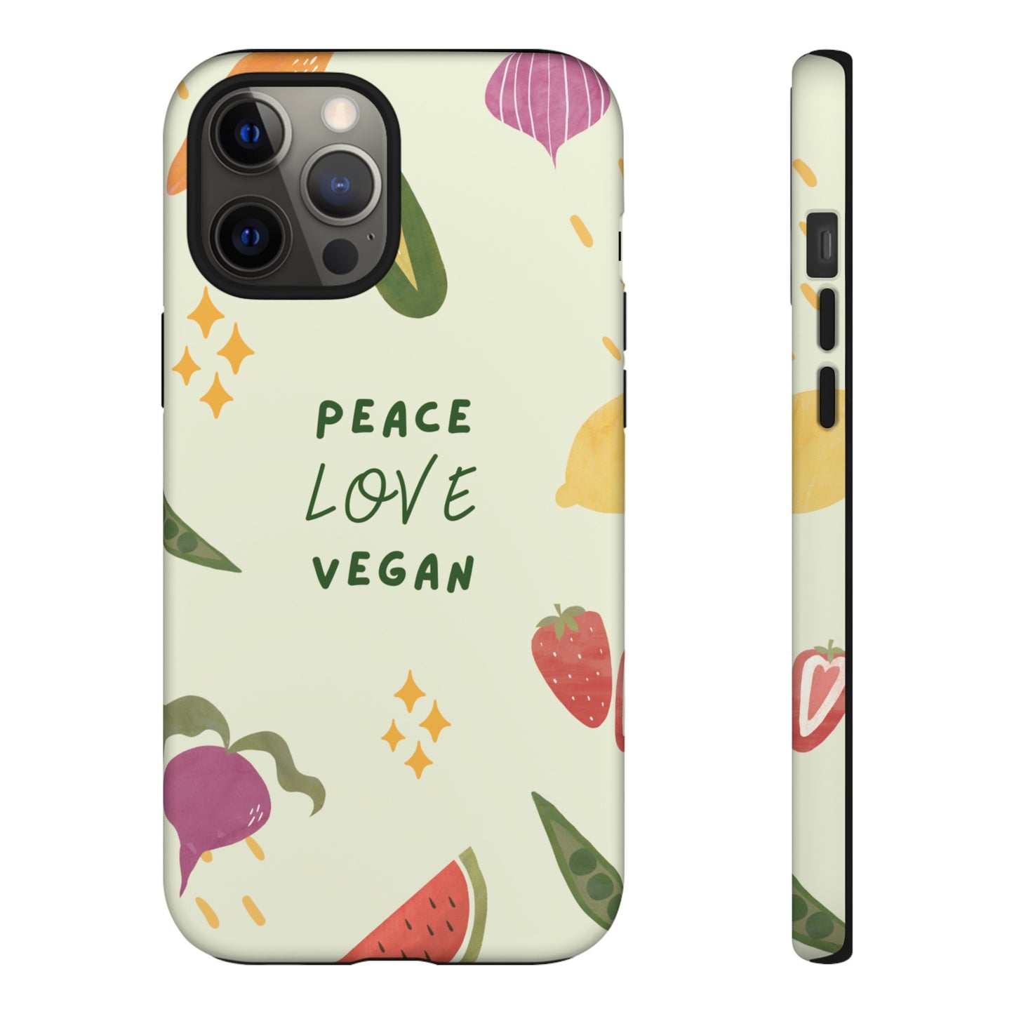 Peace Love Vegan Wallpaper Phone Case | iPhone 15 Plus/ Pro, 14, 13, 12| Google Pixel 7, Pro, 5| Samsung Galaxy S23 All Major Phone Models