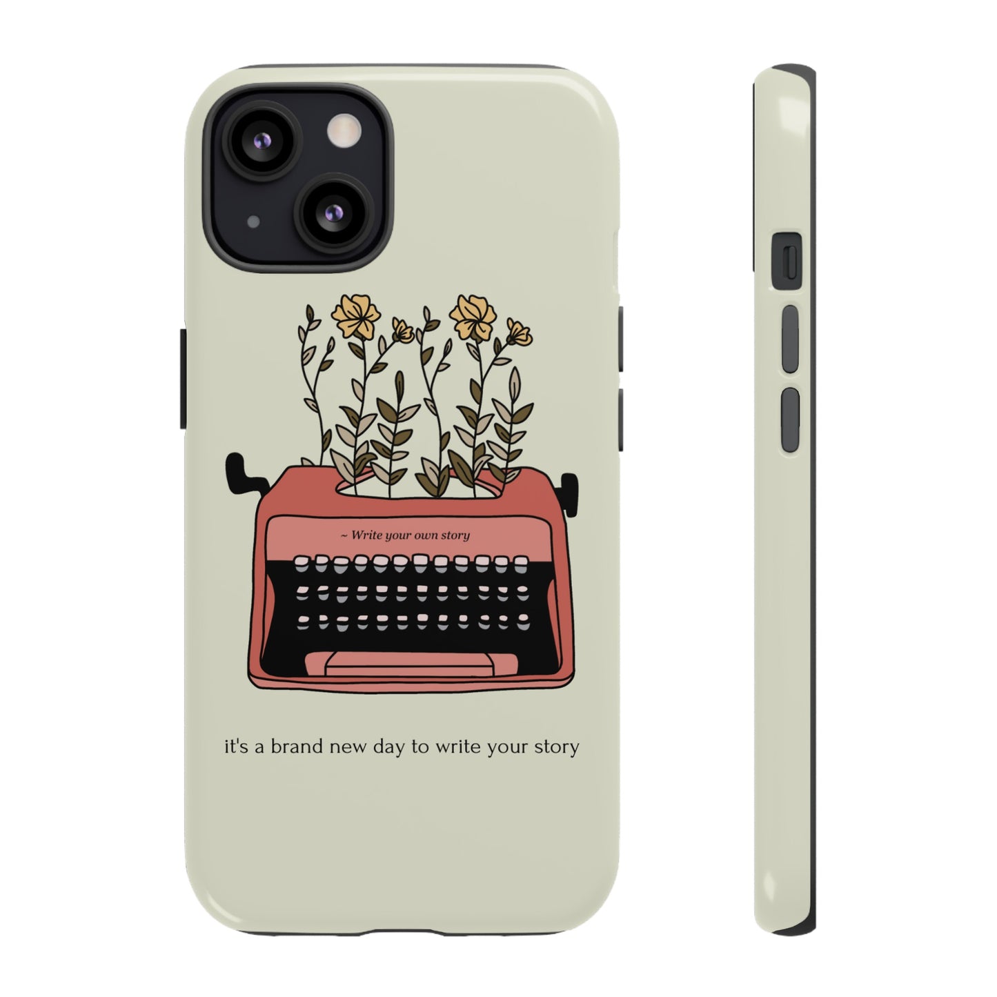 Flower Typewriter Phone Case | iPhone 15 Plus/ Pro, 14, 13, 12| Google Pixel 7, Pro, 5| Samsung Galaxy S23 All Major Phone Models