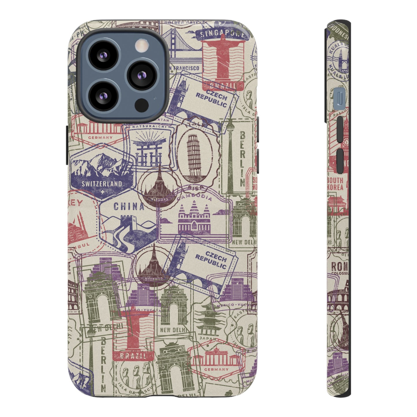 Travel Stamp Wallpaper Phone Case | iPhone 15 Plus/ Pro, 14, 13, 12| Google Pixel 7, Pro, 5| Samsung Galaxy S23 All Major Phone Models