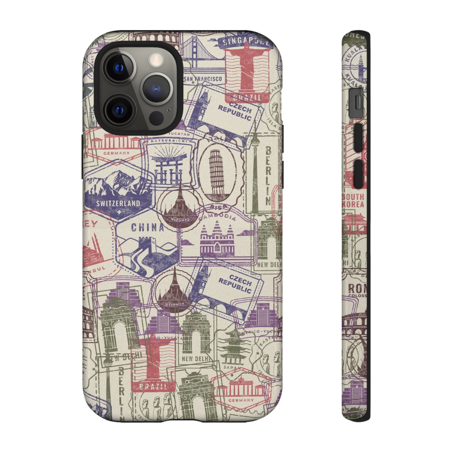 Travel Stamp Wallpaper Phone Case | iPhone 15 Plus/ Pro, 14, 13, 12| Google Pixel 7, Pro, 5| Samsung Galaxy S23 All Major Phone Models