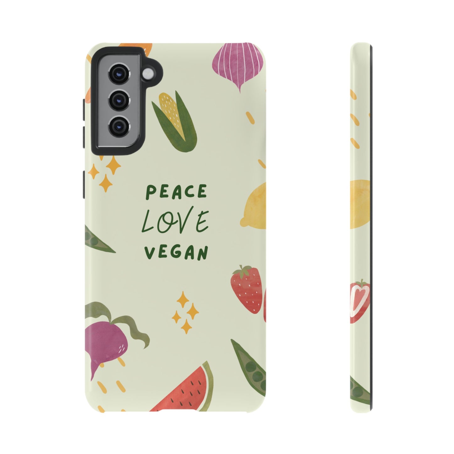 Peace Love Vegan Wallpaper Phone Case | iPhone 15 Plus/ Pro, 14, 13, 12| Google Pixel 7, Pro, 5| Samsung Galaxy S23 All Major Phone Models