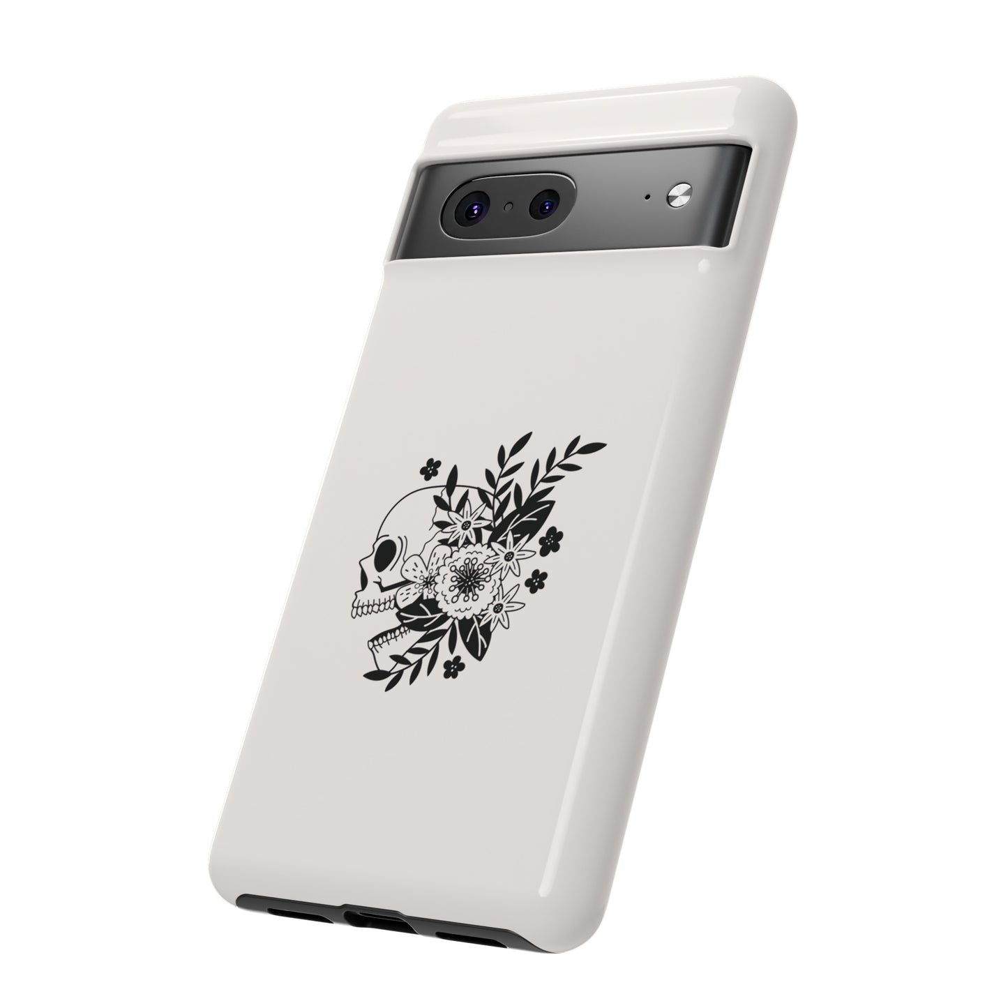 Skull with Flowers Wallpaper Phone Case | iPhone 15 Plus/ Pro, 14, 13, 12| Google Pixel 7, Pro, 5| Samsung Galaxy S23 All Major Phone Models