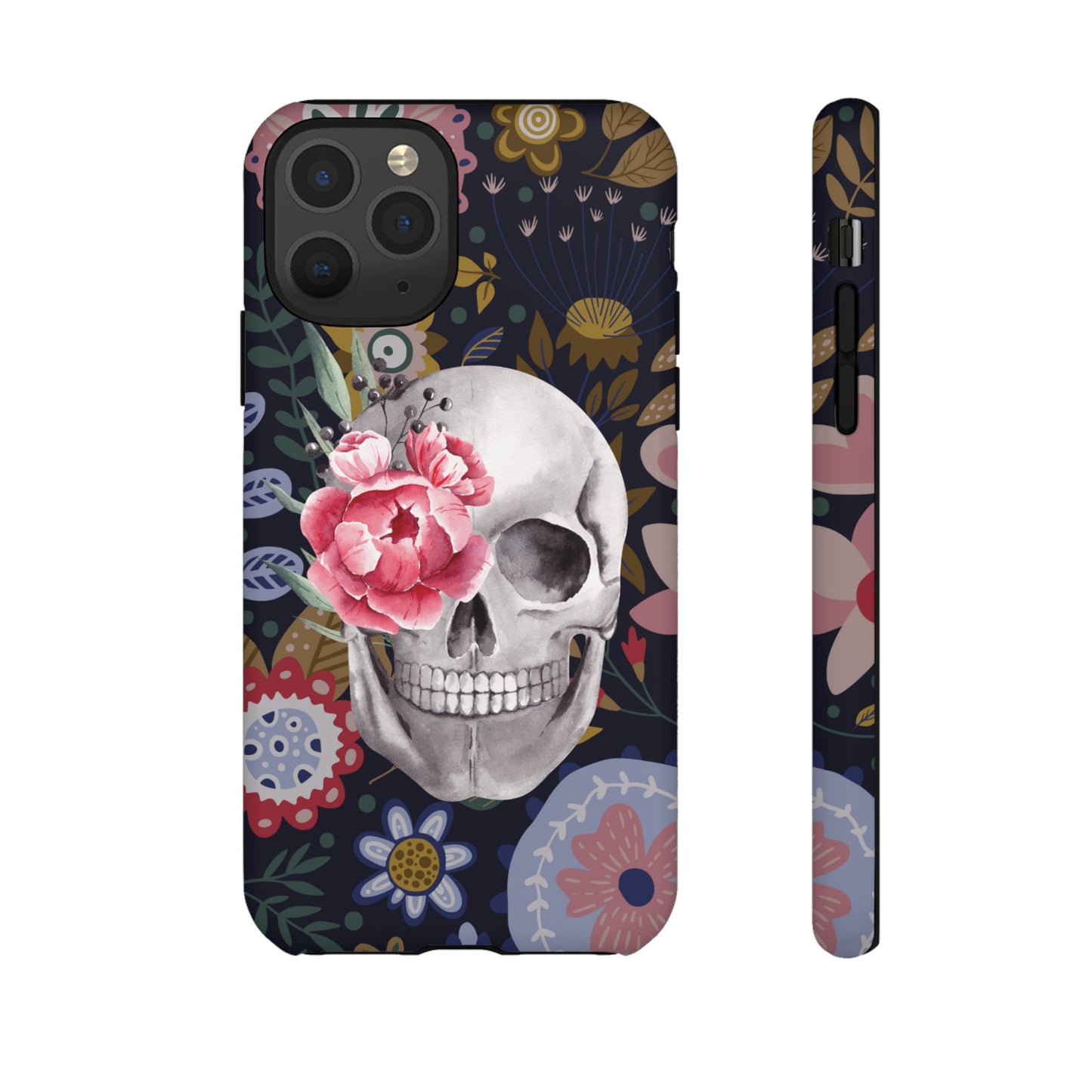 Floral Skull Wallpaper Phone Case | iPhone 15 Plus/ Pro, 14, 13, 12| Google Pixel 7, Pro, 5| Samsung Galaxy S23 All Major Phone Models