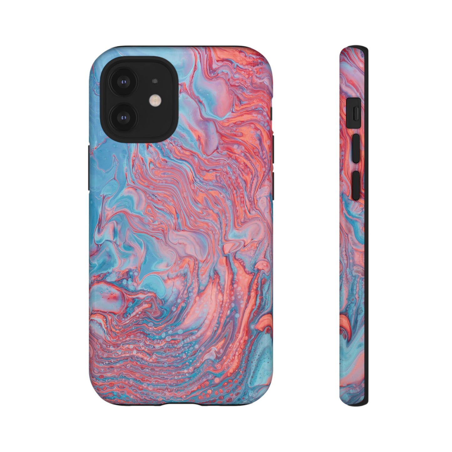 Coral Pink & Blue Abstract Paint Phone Case|iPhone 15 Plus/ Pro, 14, 13, 12|Google Pixel 7, Pro, 5|Samsung Galaxy S23 All Major Phone Models