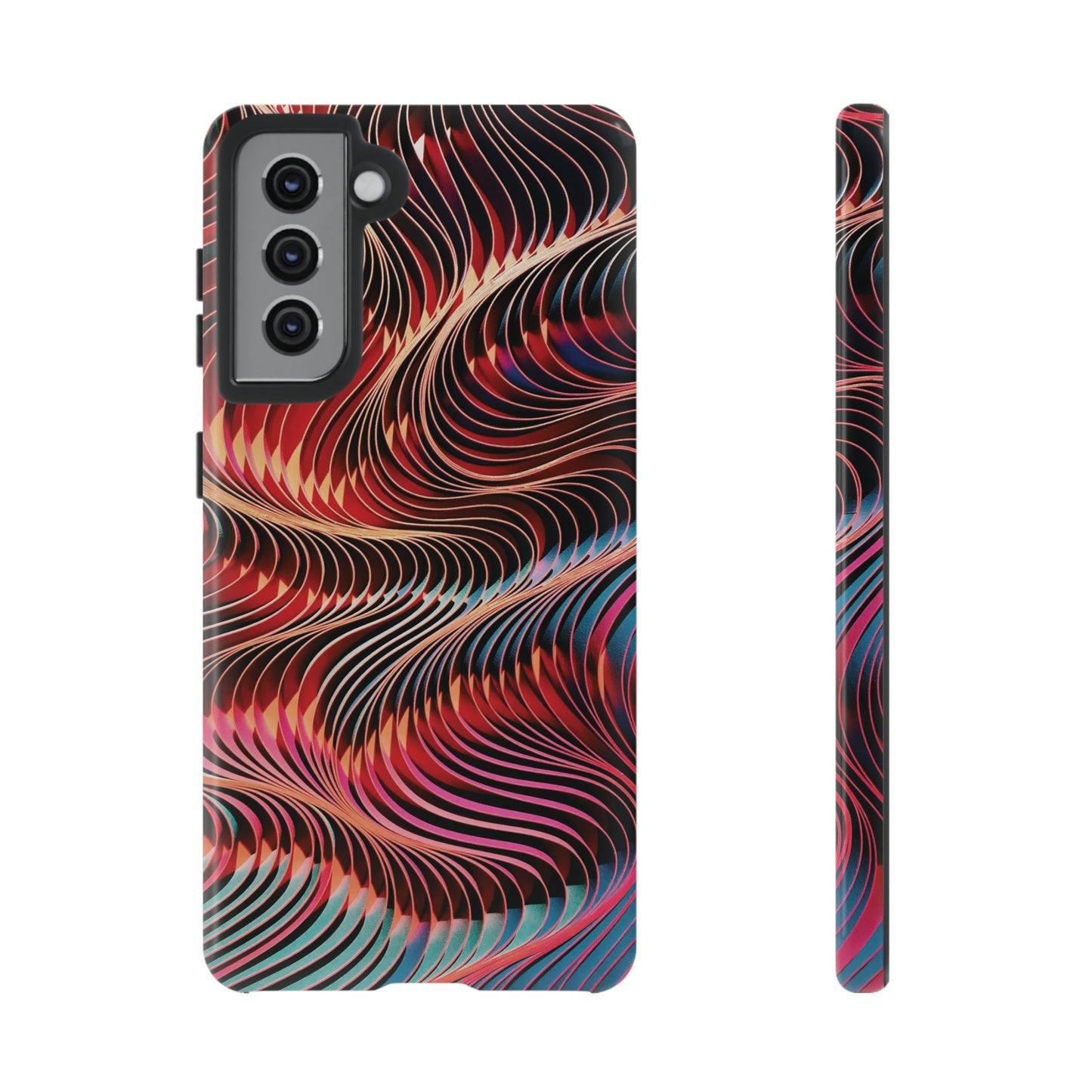 Wavy Crimson Abstract Wallpaper Phone Case|iPhone 15 Plus/ Pro, 14, 13, 12|Google Pixel 7, Pro, 5| Samsung Galaxy S23 All Major Phone Models