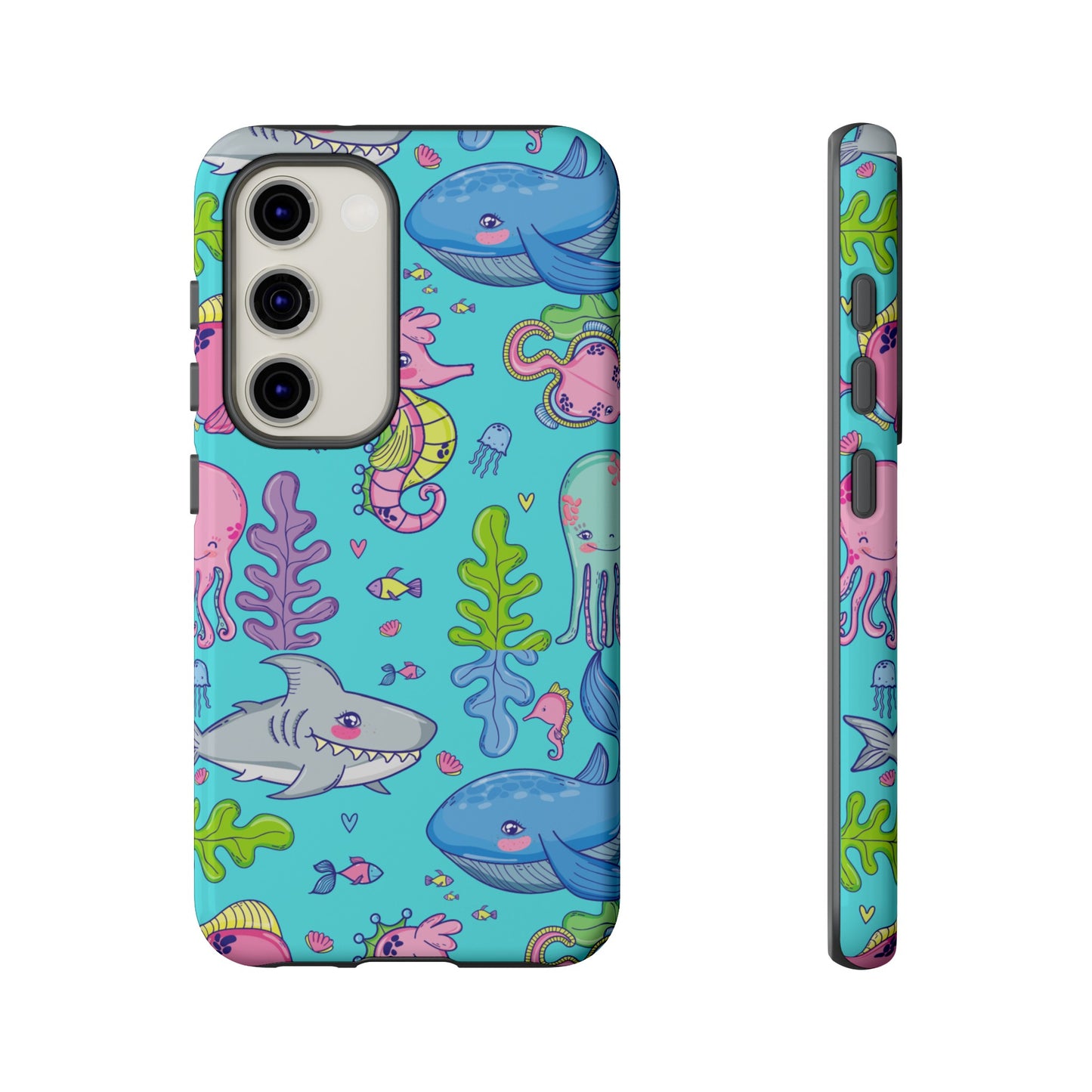 Cartoon Sea Creatures Wallpaper Phone Case | iPhone 15 Plus/ Pro, 14, 13, 12| Google Pixel 7, Pro, 5| Samsung Galaxy S23 All Major Phone Models