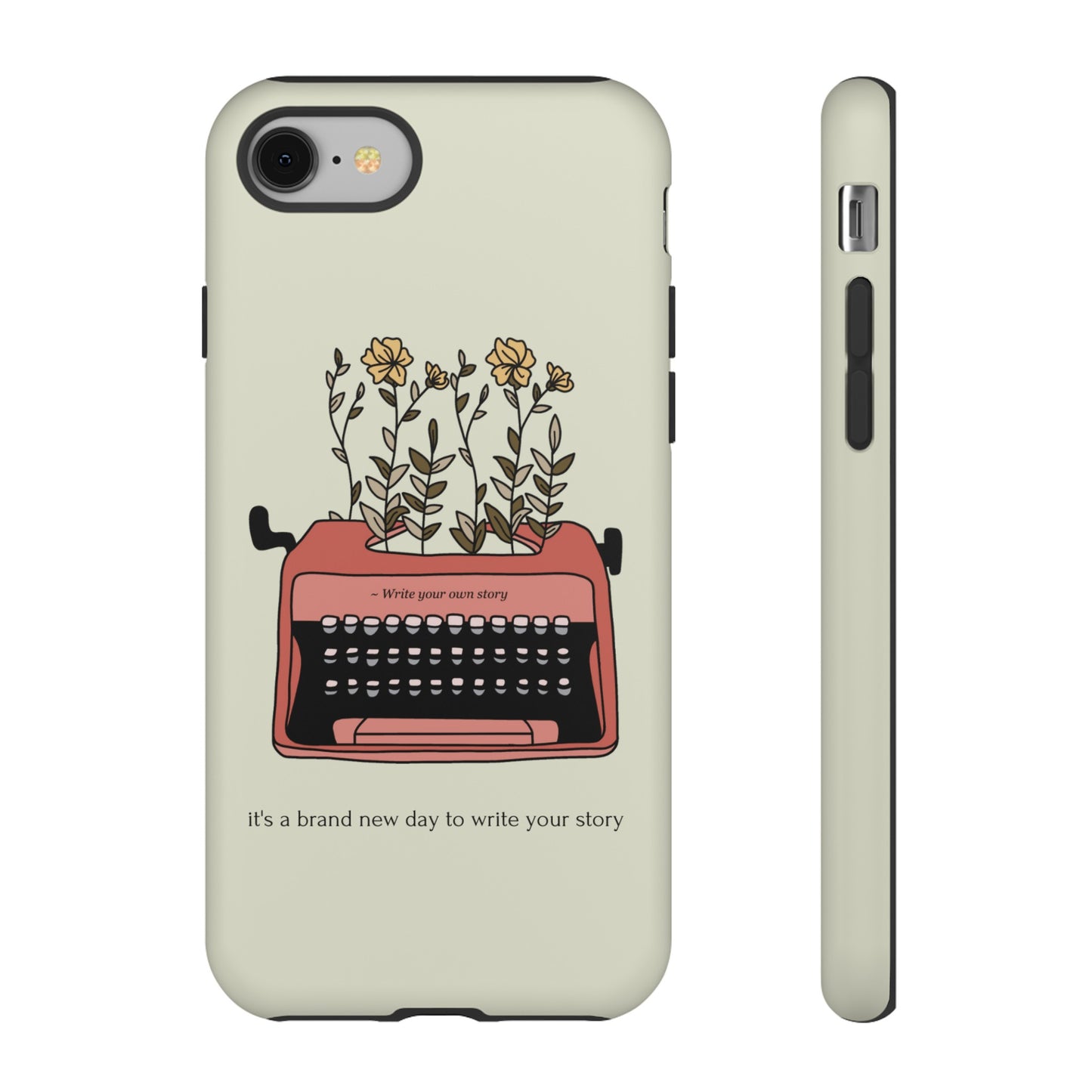 Flower Typewriter Phone Case | iPhone 15 Plus/ Pro, 14, 13, 12| Google Pixel 7, Pro, 5| Samsung Galaxy S23 All Major Phone Models