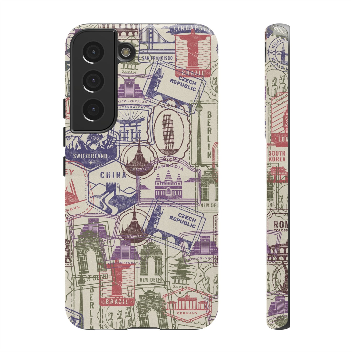 Travel Stamp Wallpaper Phone Case | iPhone 15 Plus/ Pro, 14, 13, 12| Google Pixel 7, Pro, 5| Samsung Galaxy S23 All Major Phone Models