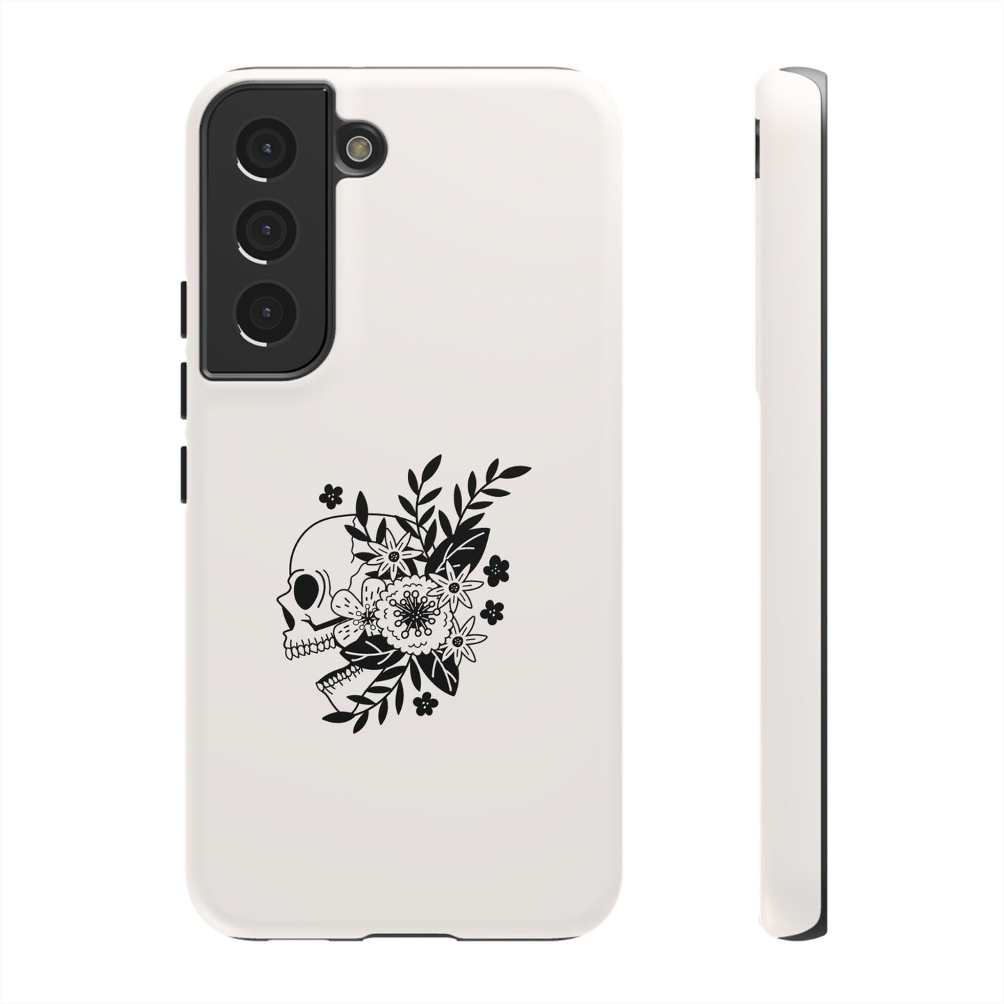 Skull with Flowers Wallpaper Phone Case | iPhone 15 Plus/ Pro, 14, 13, 12| Google Pixel 7, Pro, 5| Samsung Galaxy S23 All Major Phone Models