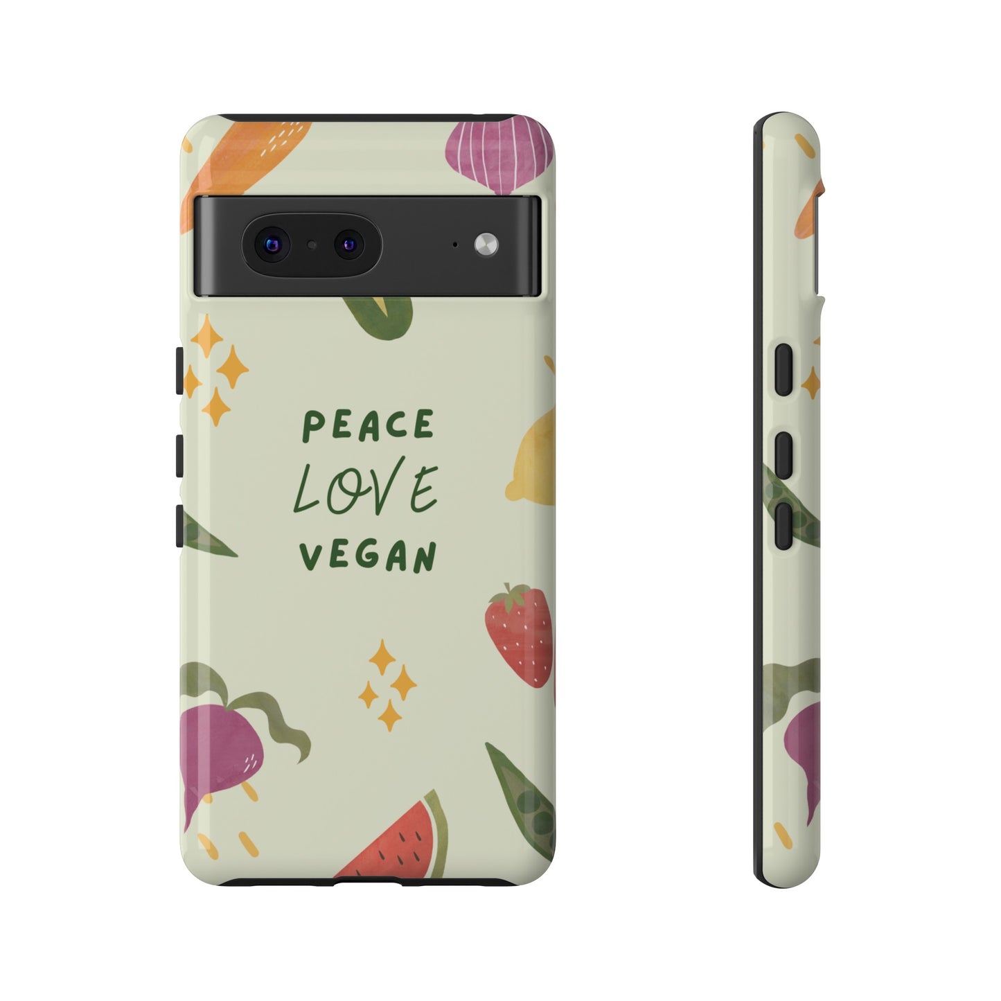 Peace Love Vegan Wallpaper Phone Case | iPhone 15 Plus/ Pro, 14, 13, 12| Google Pixel 7, Pro, 5| Samsung Galaxy S23 All Major Phone Models