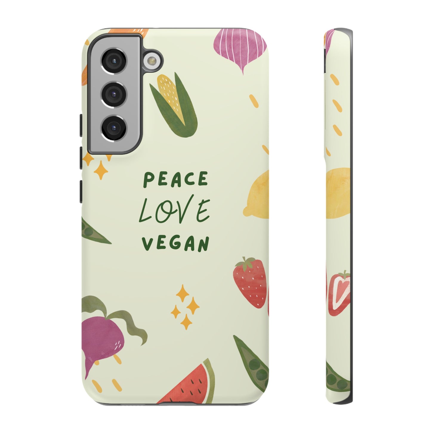 Peace Love Vegan Wallpaper Phone Case | iPhone 15 Plus/ Pro, 14, 13, 12| Google Pixel 7, Pro, 5| Samsung Galaxy S23 All Major Phone Models