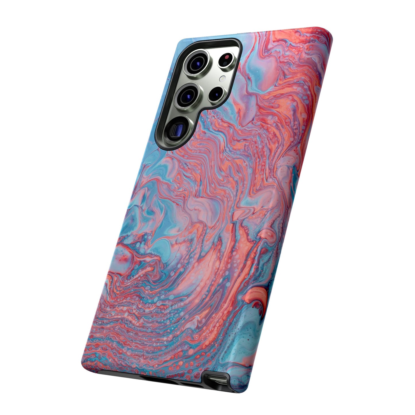 Coral Pink & Blue Abstract Paint Phone Case|iPhone 15 Plus/ Pro, 14, 13, 12|Google Pixel 7, Pro, 5|Samsung Galaxy S23 All Major Phone Models