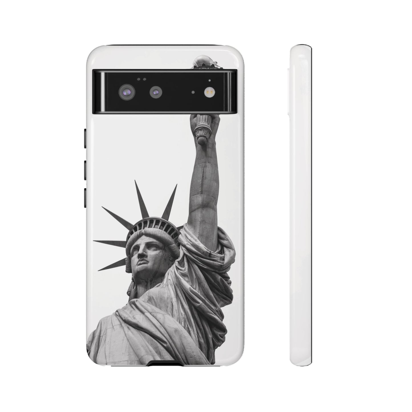 Black & White Statue of Liberty Wallpaper Phone Case | iPhone 15 Plus/ Pro, 14, 13, 12| Google Pixel 7, Pro, 5| Samsung Galaxy S23 All Major Phone Models