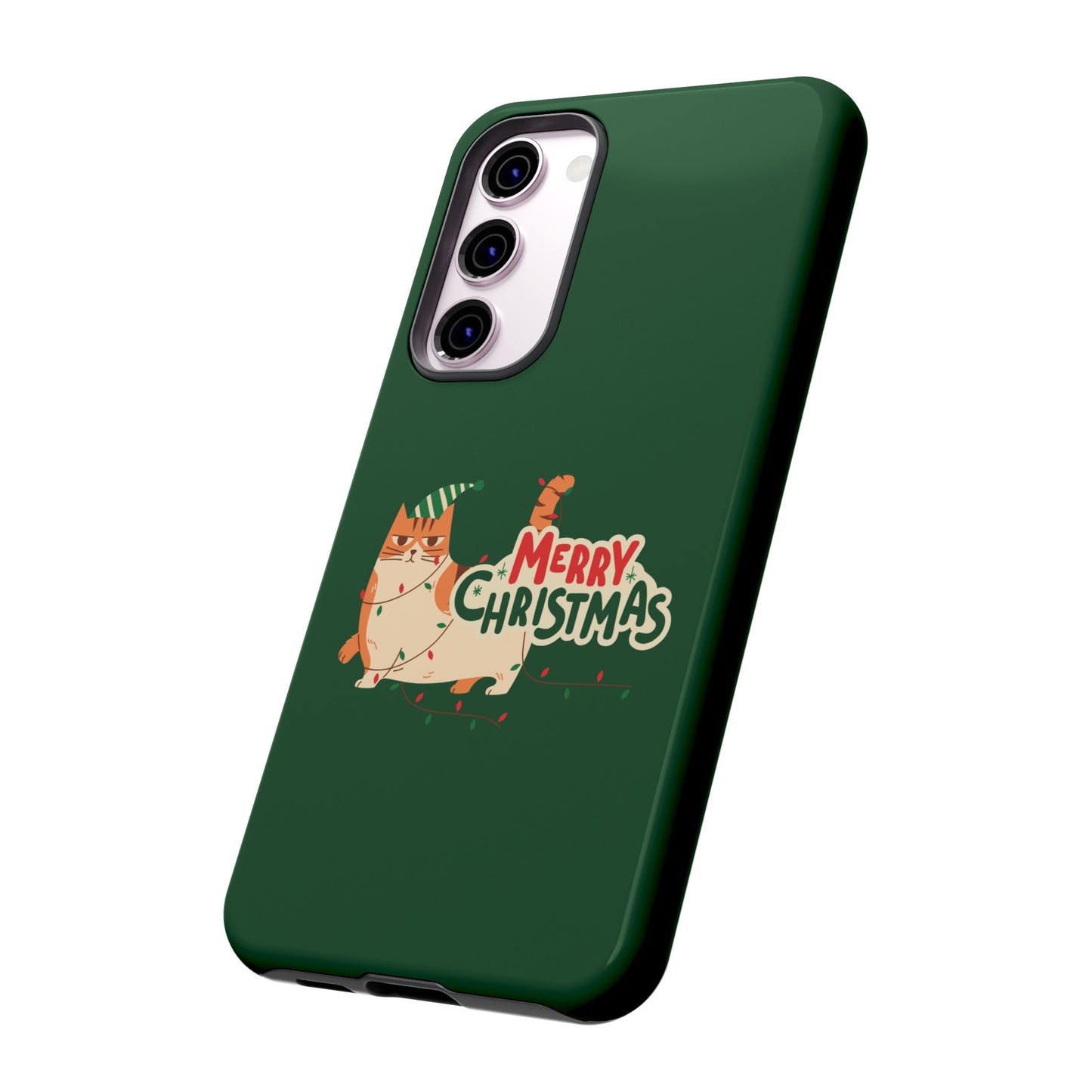 Cat Merry Christmas Phone Case | iPhone 15 Plus/ Pro, 14, 13, 12| Google Pixel 7, Pro, 5| Samsung Galaxy S23 All Major Phone Models