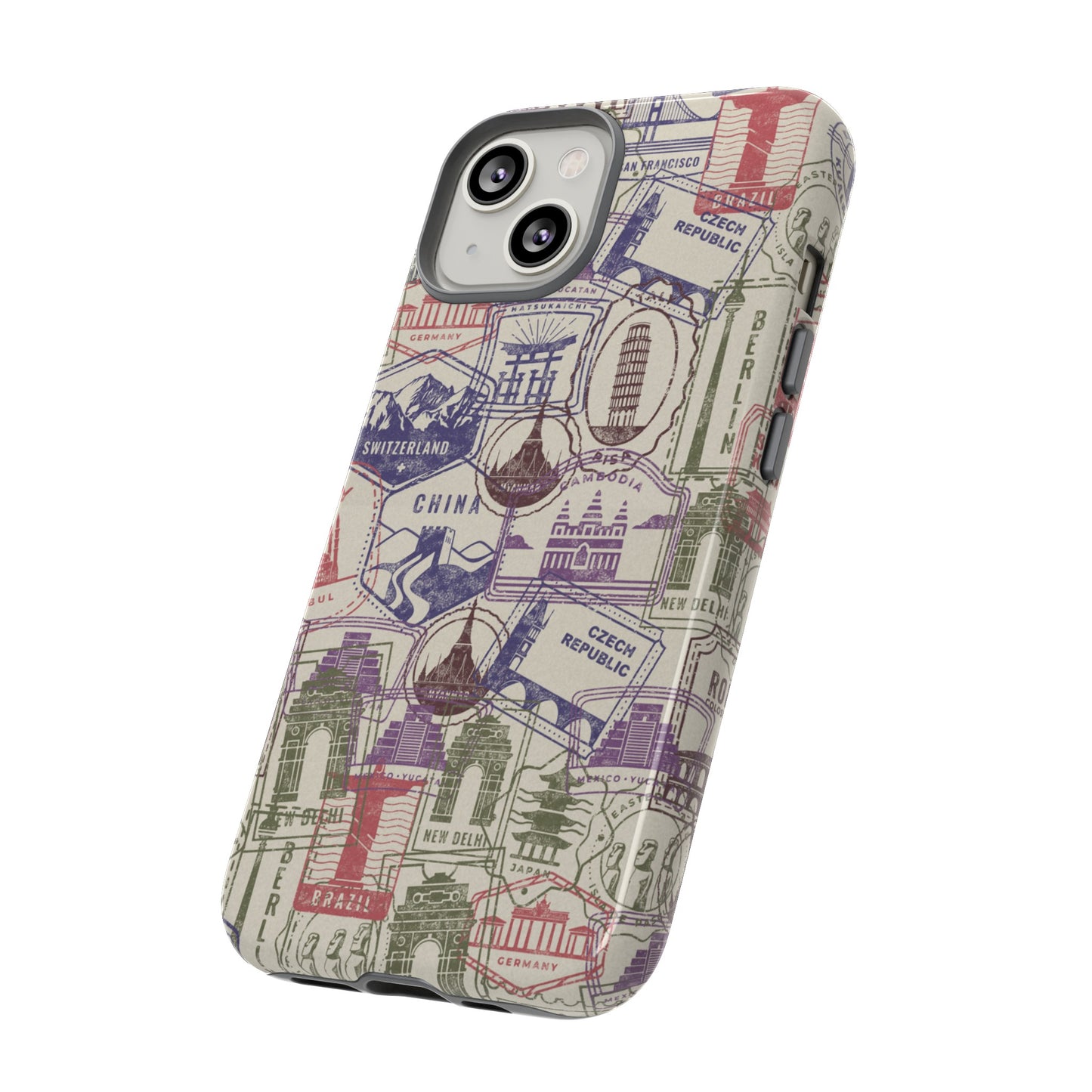 Travel Stamp Wallpaper Phone Case | iPhone 15 Plus/ Pro, 14, 13, 12| Google Pixel 7, Pro, 5| Samsung Galaxy S23 All Major Phone Models