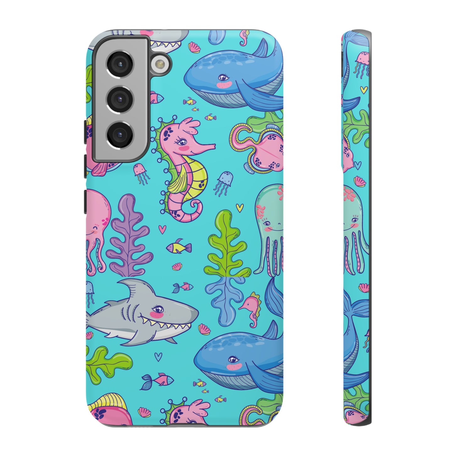 Cartoon Sea Creatures Wallpaper Phone Case | iPhone 15 Plus/ Pro, 14, 13, 12| Google Pixel 7, Pro, 5| Samsung Galaxy S23 All Major Phone Models