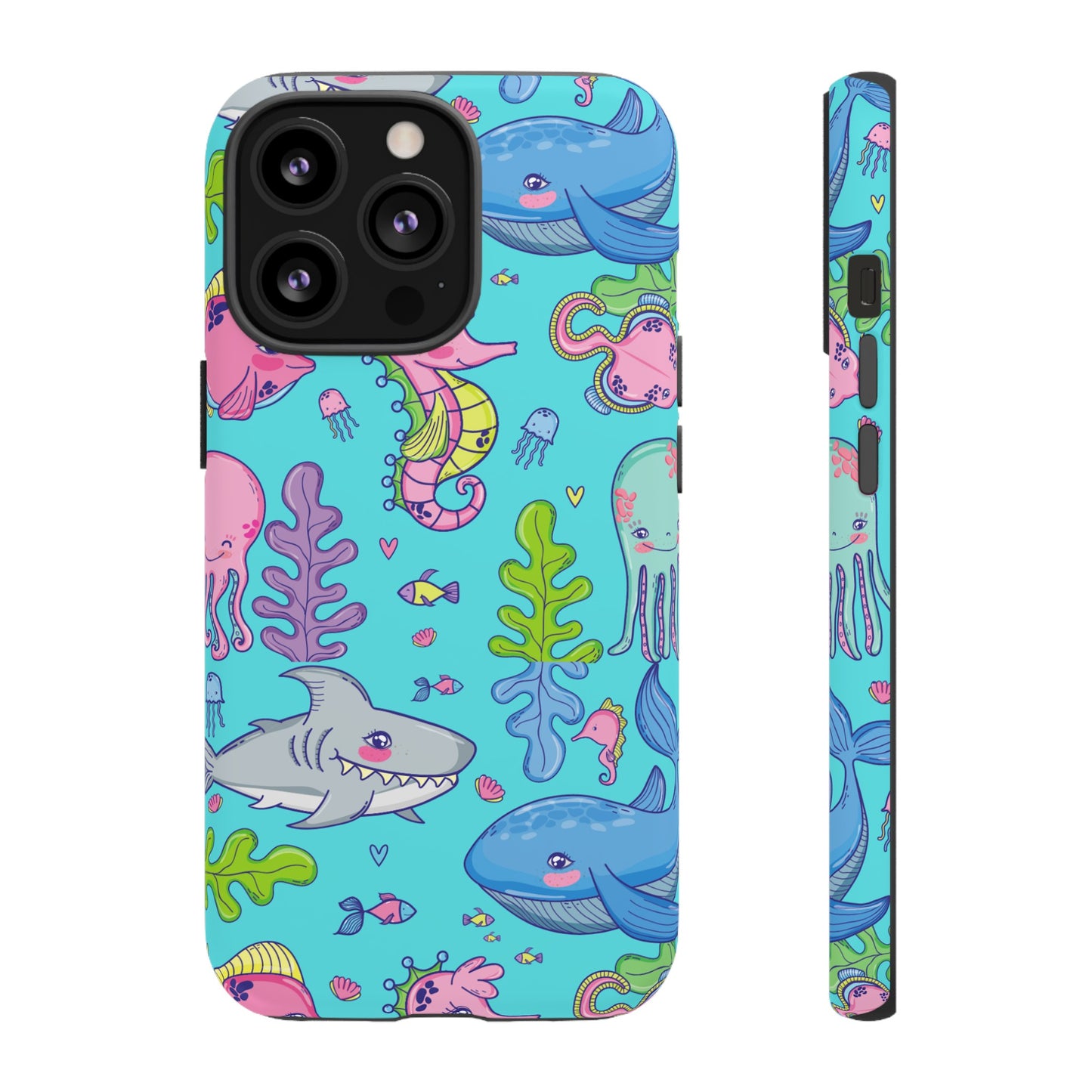 Cartoon Sea Creatures Wallpaper Phone Case | iPhone 15 Plus/ Pro, 14, 13, 12| Google Pixel 7, Pro, 5| Samsung Galaxy S23 All Major Phone Models