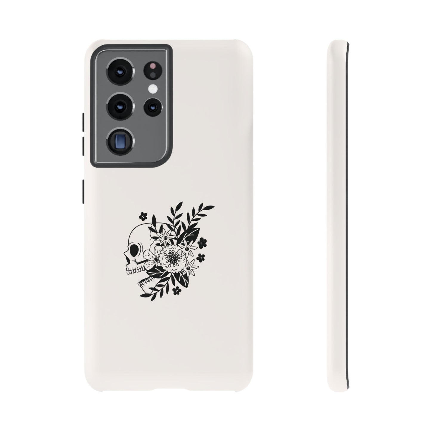 Skull with Flowers Wallpaper Phone Case | iPhone 15 Plus/ Pro, 14, 13, 12| Google Pixel 7, Pro, 5| Samsung Galaxy S23 All Major Phone Models