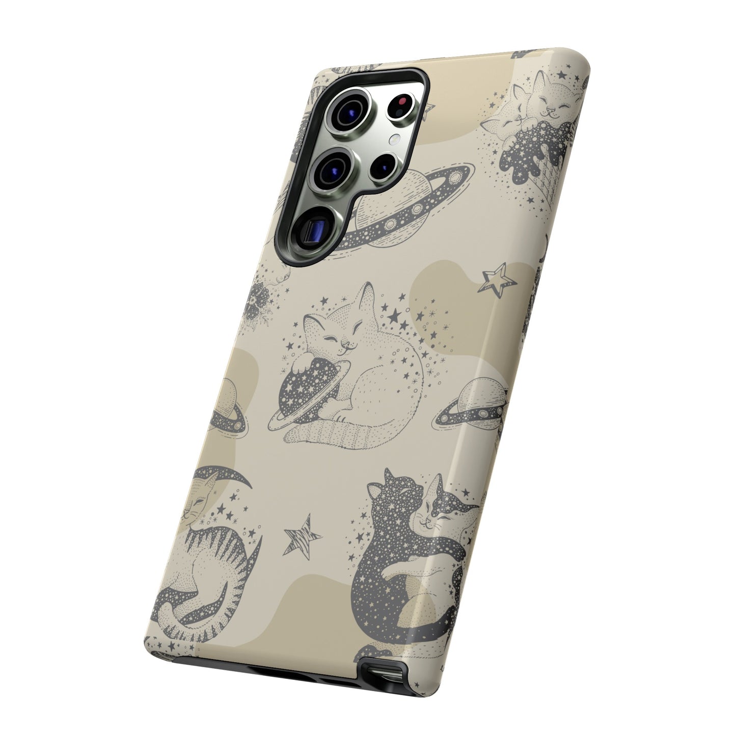 Floating Cosmic Cat Comfort Phone Case | iPhone 15 Plus/ Pro, 14, 13, 12| Google Pixel 7, Pro, 5| Samsung Galaxy S23 All Major Phone Models