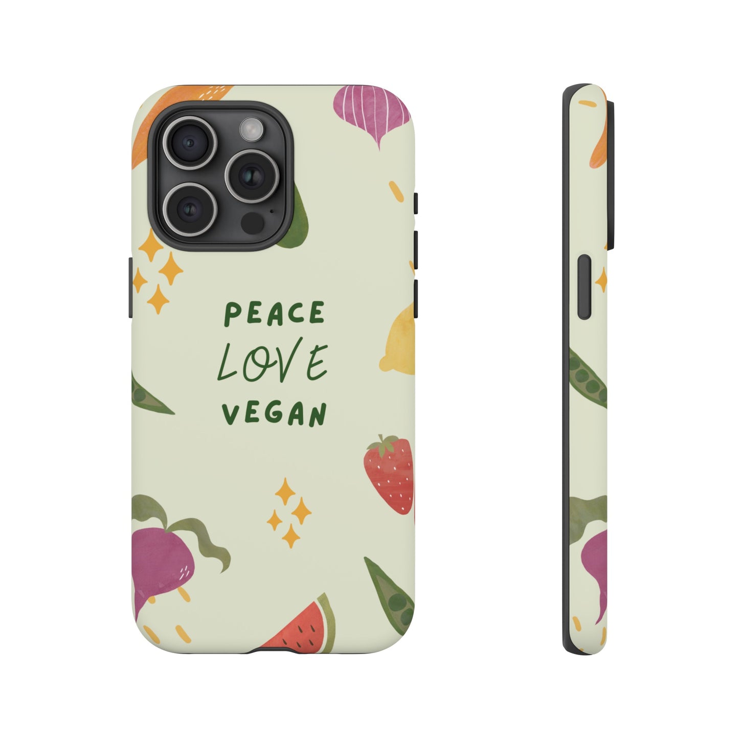 Peace Love Vegan Wallpaper Phone Case | iPhone 15 Plus/ Pro, 14, 13, 12| Google Pixel 7, Pro, 5| Samsung Galaxy S23 All Major Phone Models