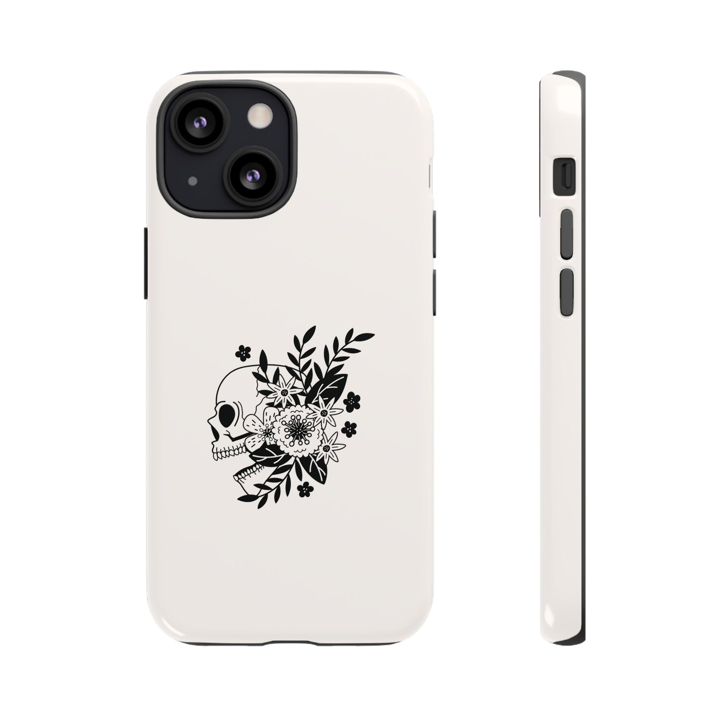 Skull with Flowers Wallpaper Phone Case | iPhone 15 Plus/ Pro, 14, 13, 12| Google Pixel 7, Pro, 5| Samsung Galaxy S23 All Major Phone Models