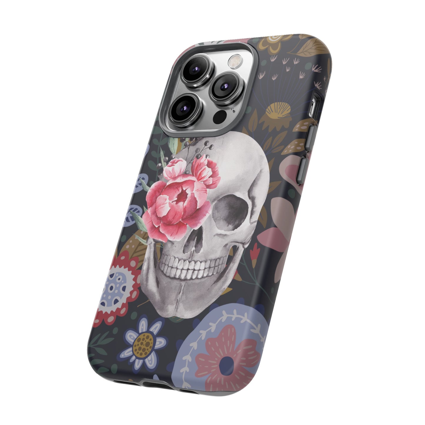 Floral Skull Wallpaper Phone Case | iPhone 15 Plus/ Pro, 14, 13, 12| Google Pixel 7, Pro, 5| Samsung Galaxy S23 All Major Phone Models