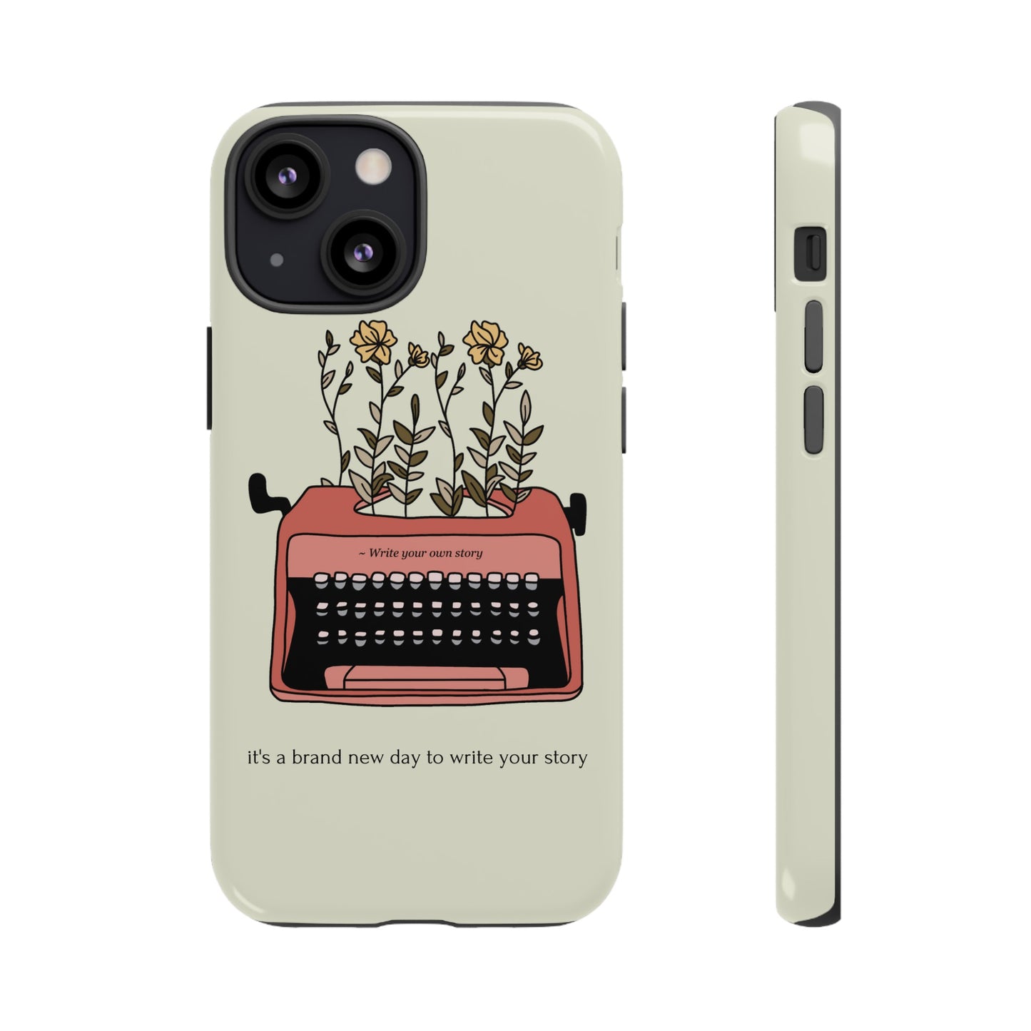 Flower Typewriter Phone Case | iPhone 15 Plus/ Pro, 14, 13, 12| Google Pixel 7, Pro, 5| Samsung Galaxy S23 All Major Phone Models