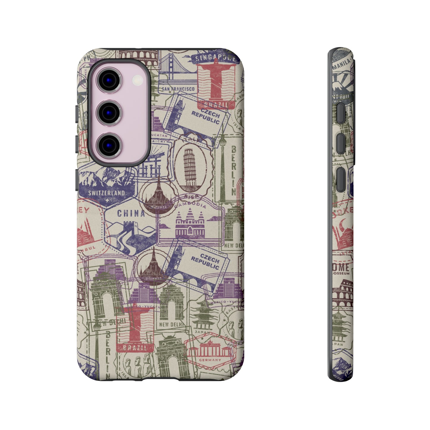 Travel Stamp Wallpaper Phone Case | iPhone 15 Plus/ Pro, 14, 13, 12| Google Pixel 7, Pro, 5| Samsung Galaxy S23 All Major Phone Models