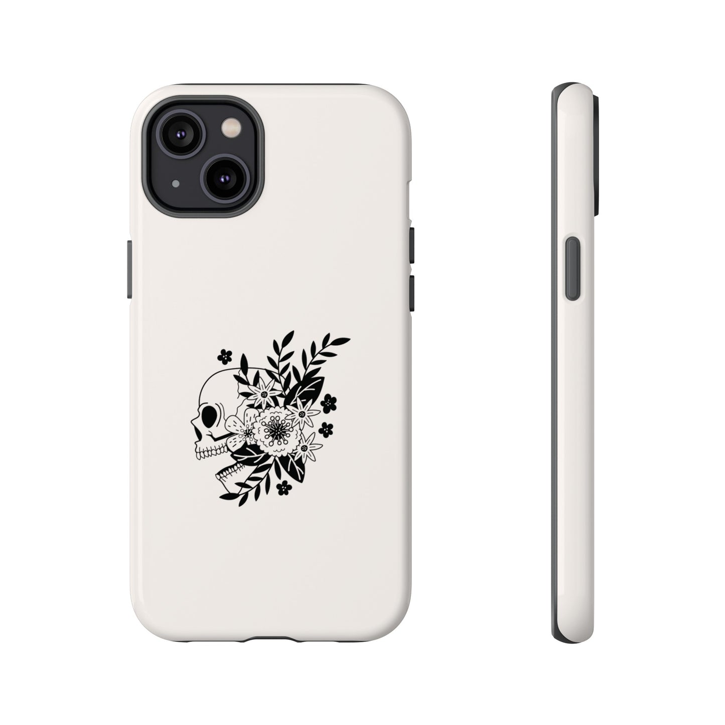 Skull with Flowers Wallpaper Phone Case | iPhone 15 Plus/ Pro, 14, 13, 12| Google Pixel 7, Pro, 5| Samsung Galaxy S23 All Major Phone Models