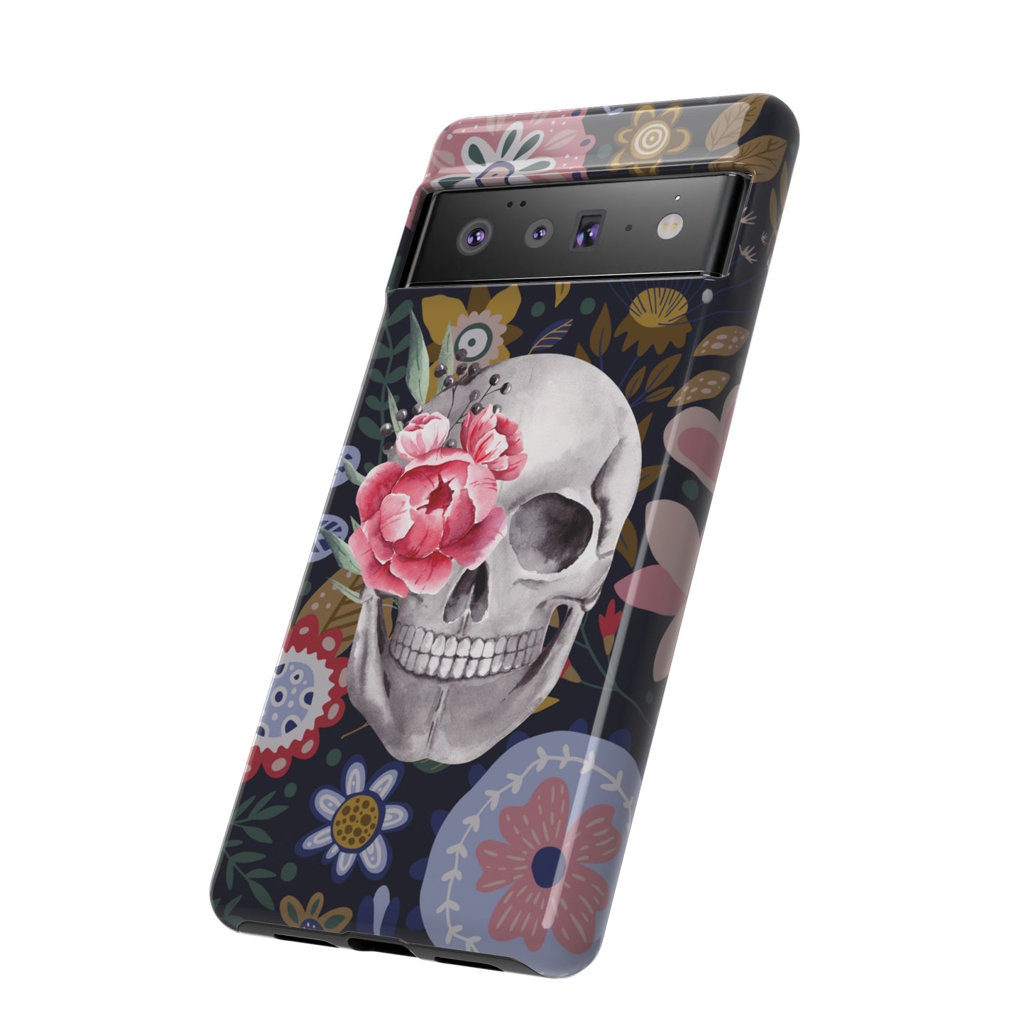 Floral Skull Wallpaper Phone Case | iPhone 15 Plus/ Pro, 14, 13, 12| Google Pixel 7, Pro, 5| Samsung Galaxy S23 All Major Phone Models